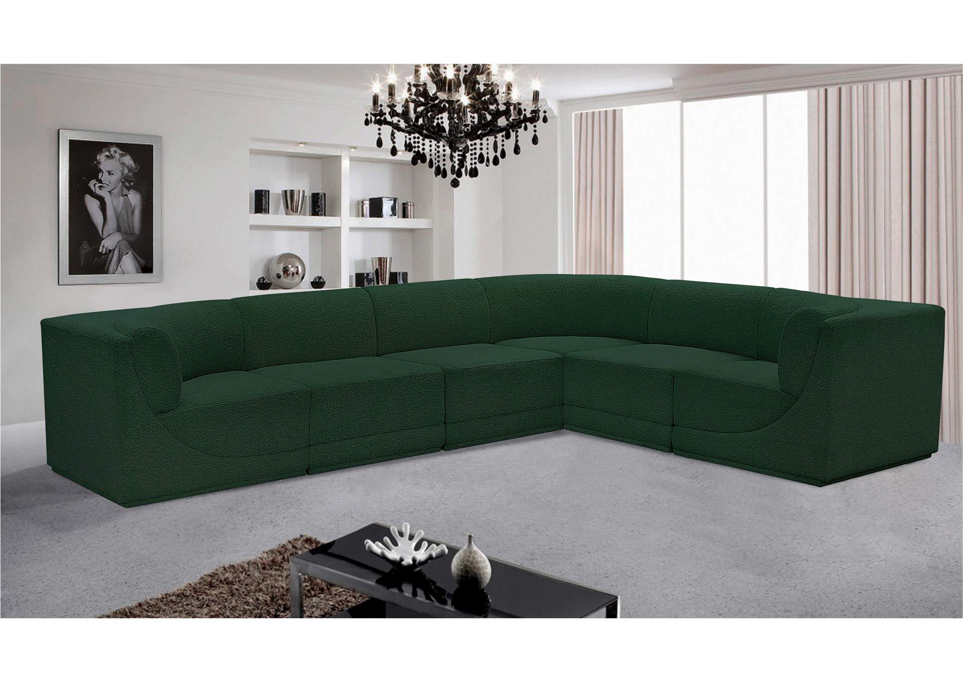 Ollie Green Boucle Fabric Modular Sectional,Meridian Furniture