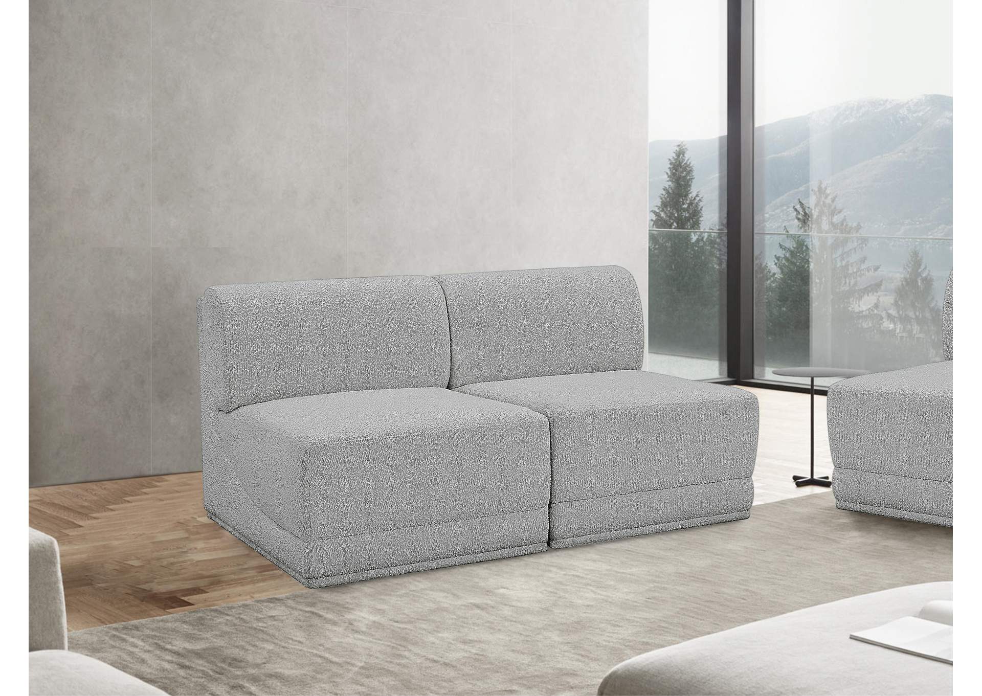 Ollie Grey Boucle Fabric Modular Sofa,Meridian Furniture