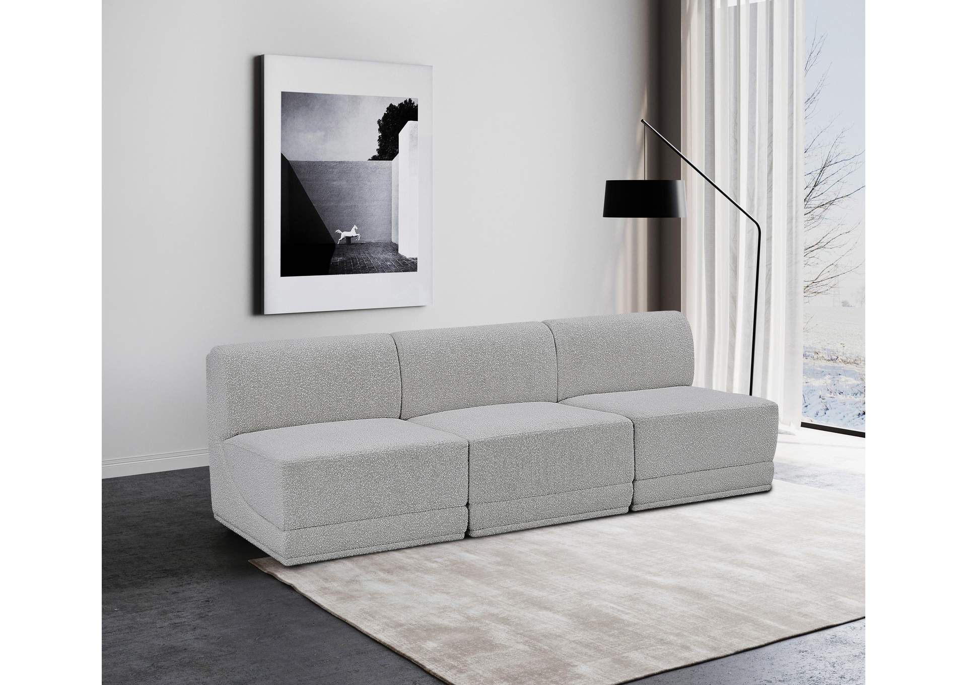 Ollie Grey Boucle Fabric Modular Sofa,Meridian Furniture