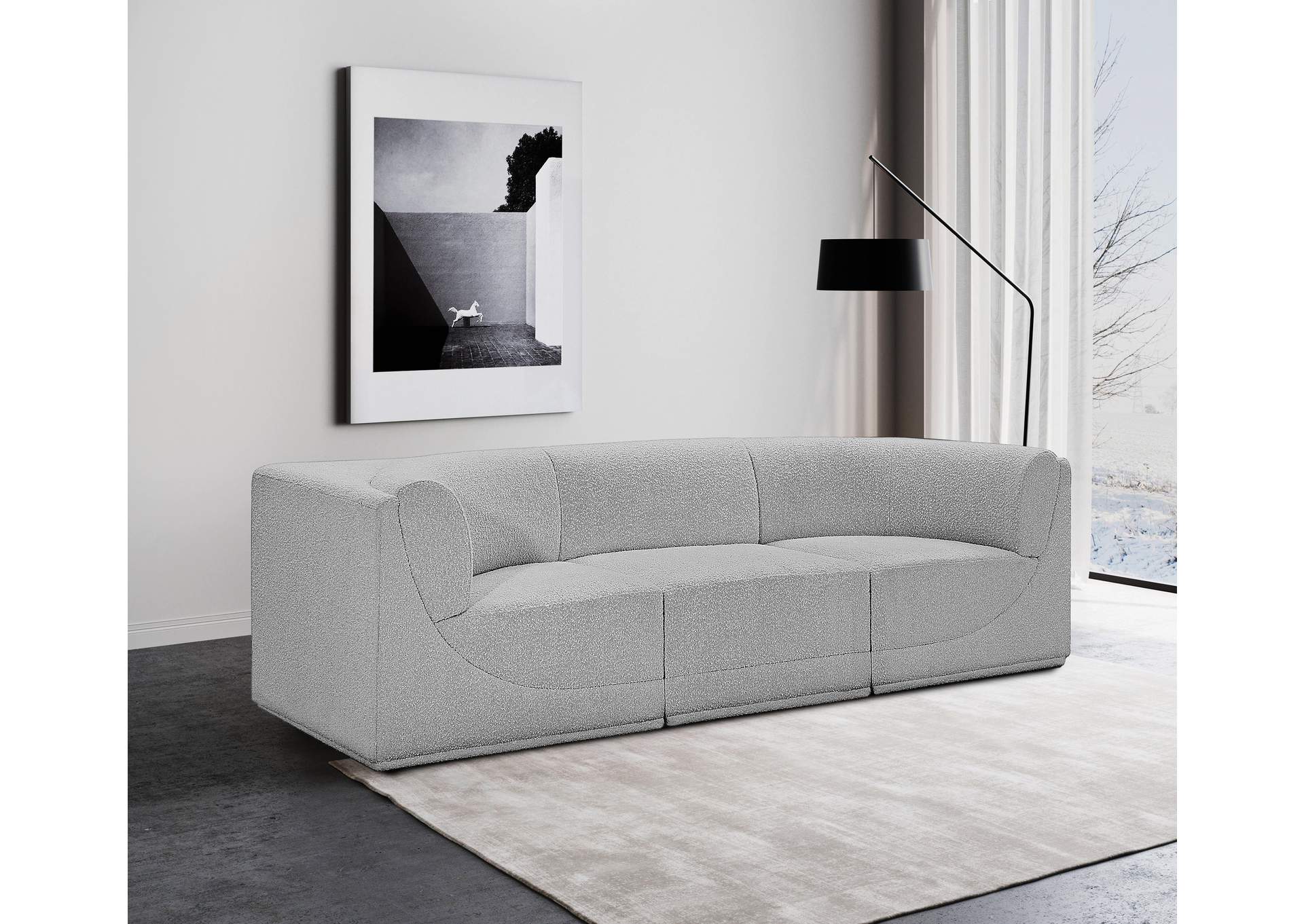 Ollie Grey Boucle Fabric Modular Sofa,Meridian Furniture