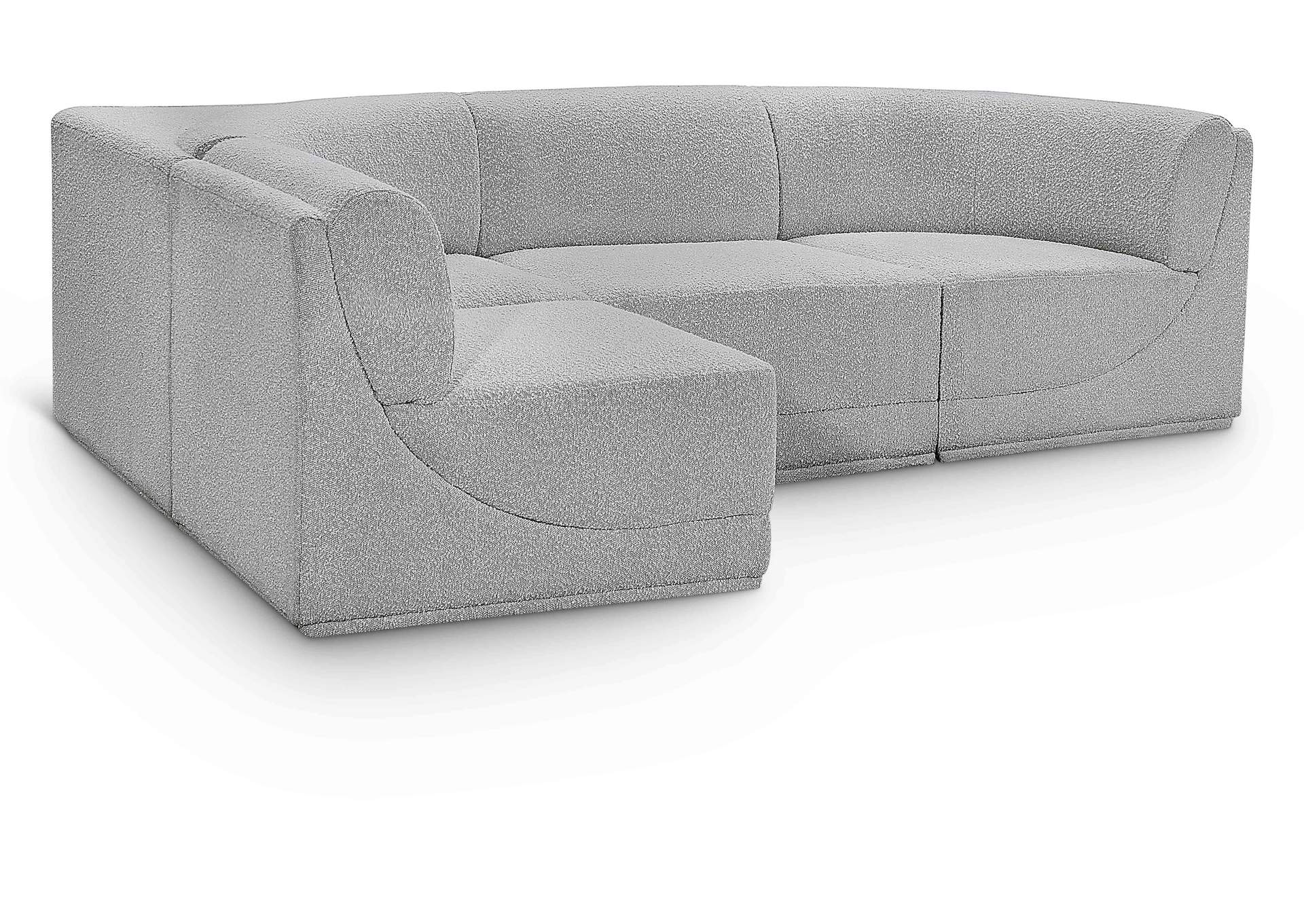 Ollie Grey Boucle Fabric Modular Sectional,Meridian Furniture