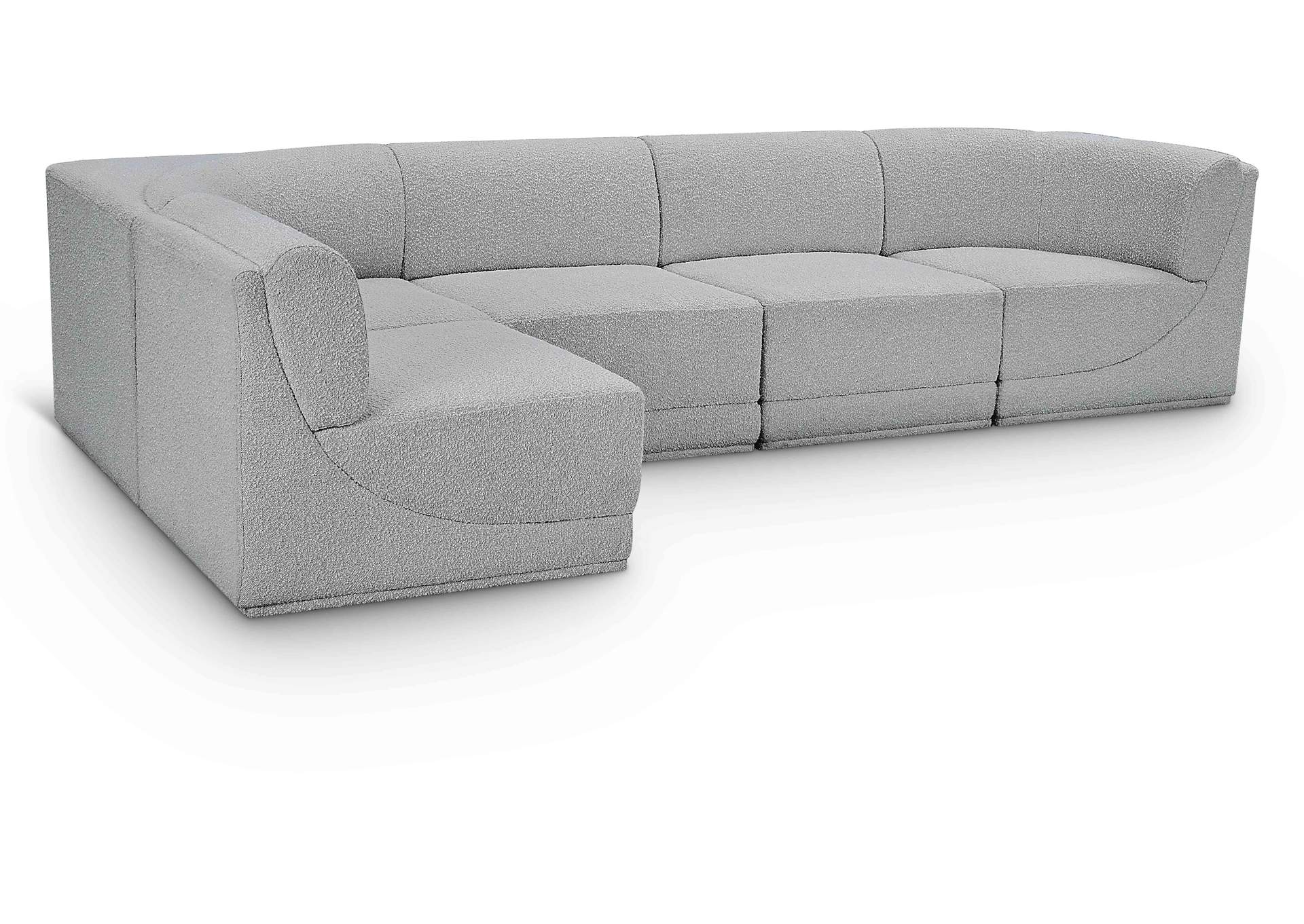 Ollie Grey Boucle Fabric Modular Sectional,Meridian Furniture