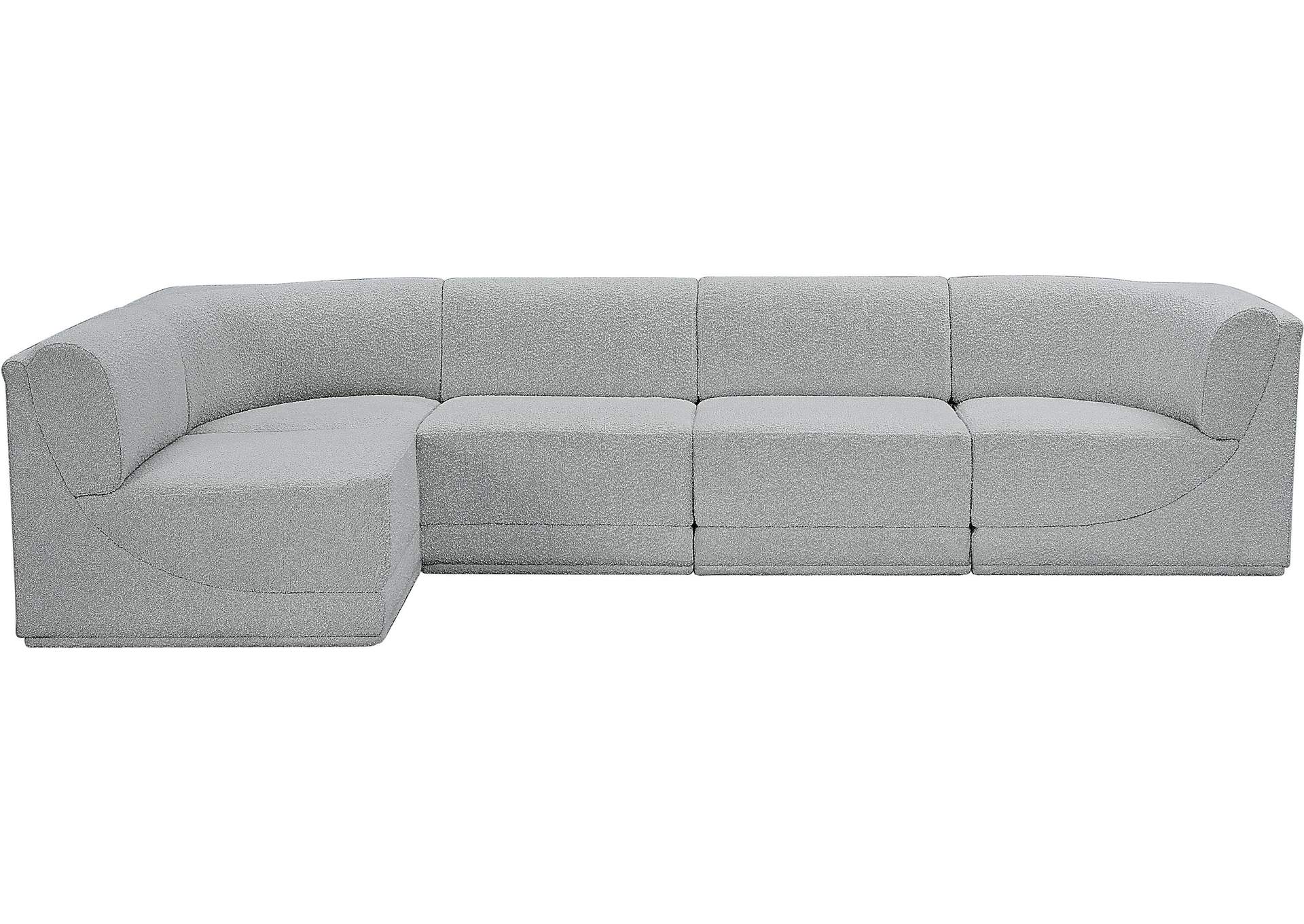 Ollie Grey Boucle Fabric Modular Sectional,Meridian Furniture