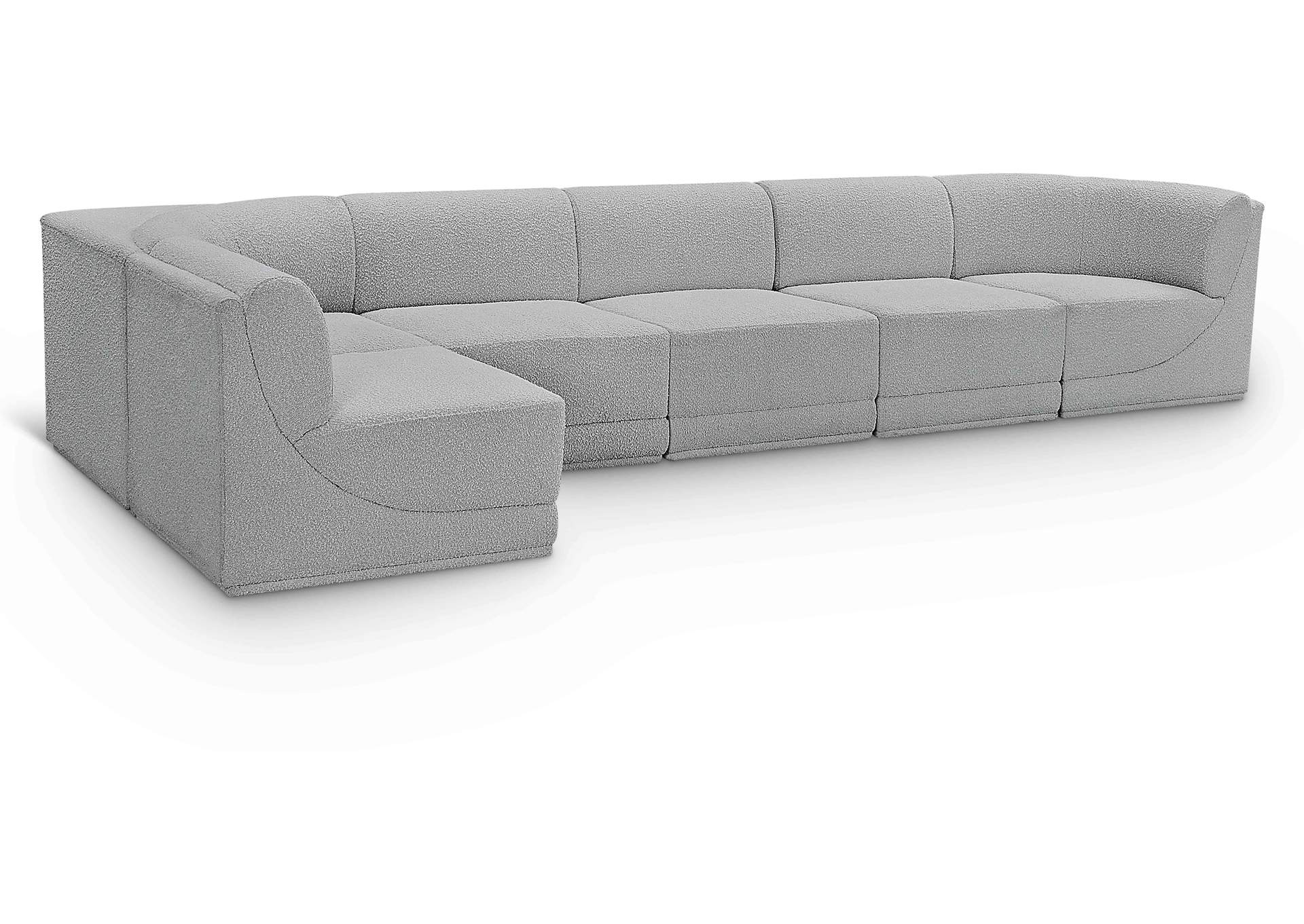 Ollie Grey Boucle Fabric Modular Sectional,Meridian Furniture