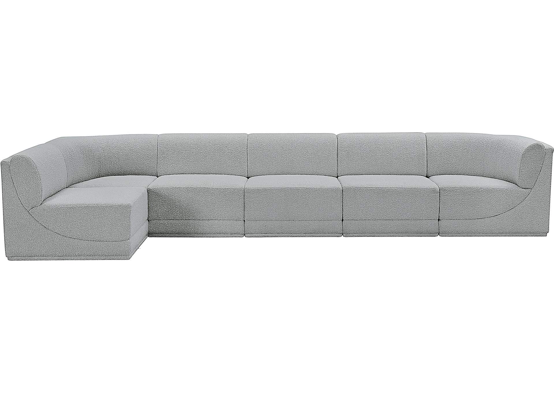 Ollie Grey Boucle Fabric Modular Sectional,Meridian Furniture