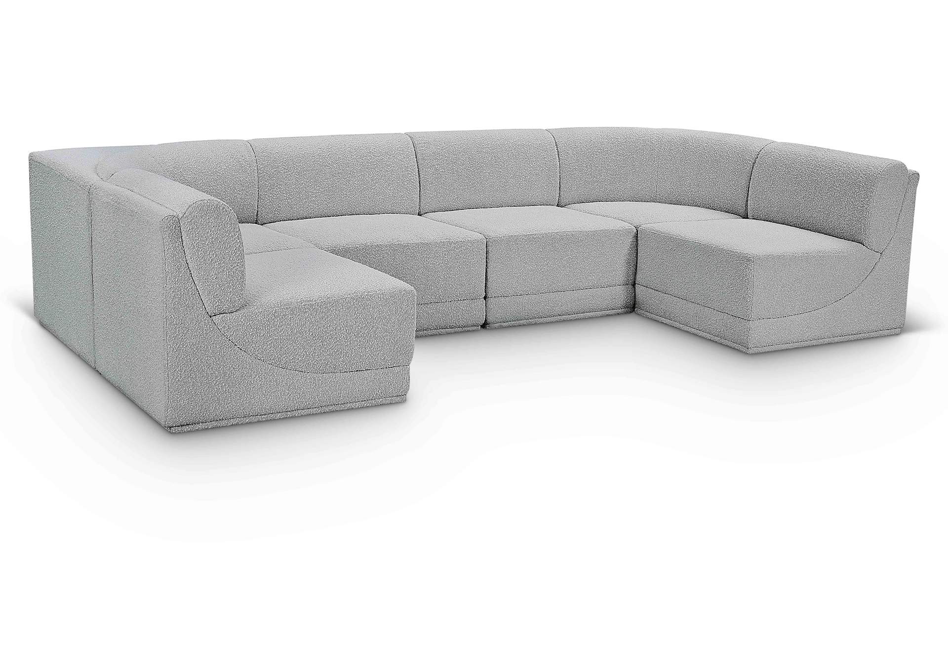 Ollie Grey Boucle Fabric Modular Sectional,Meridian Furniture