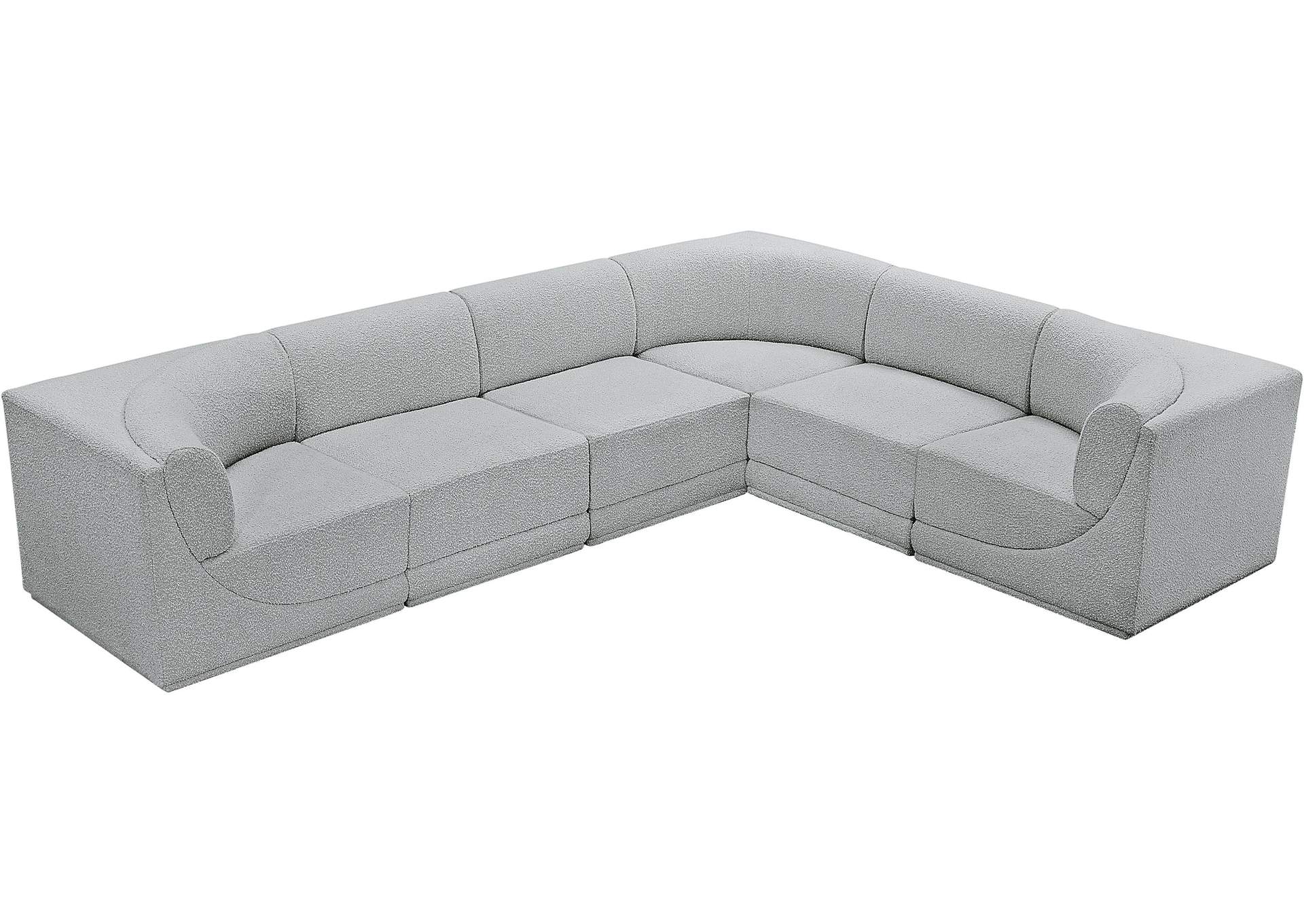 Ollie Grey Boucle Fabric Modular Sectional,Meridian Furniture