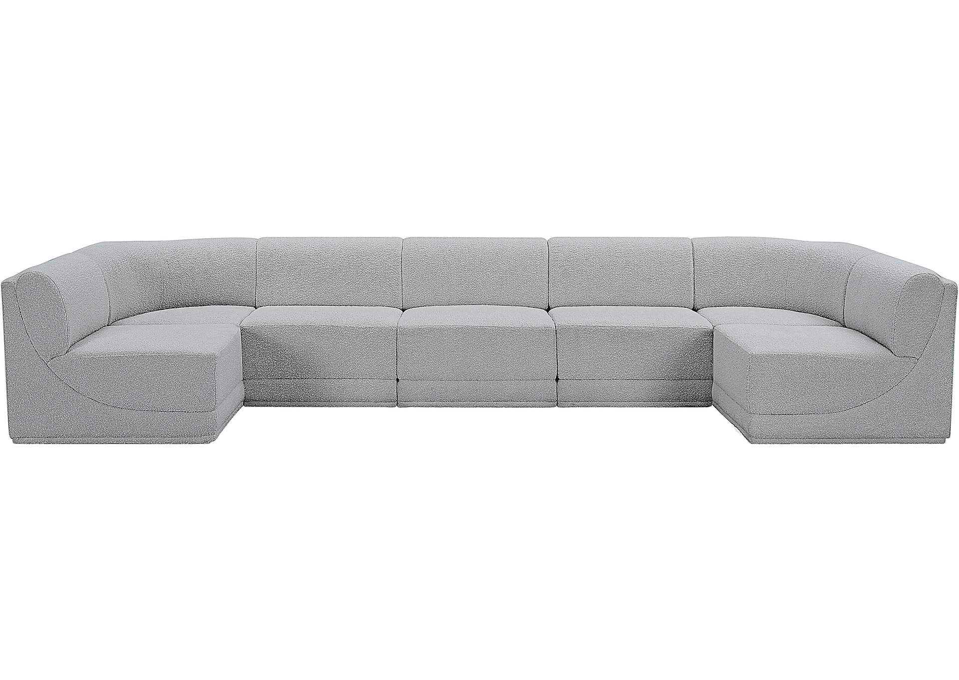 Ollie Grey Boucle Fabric Modular Sectional,Meridian Furniture