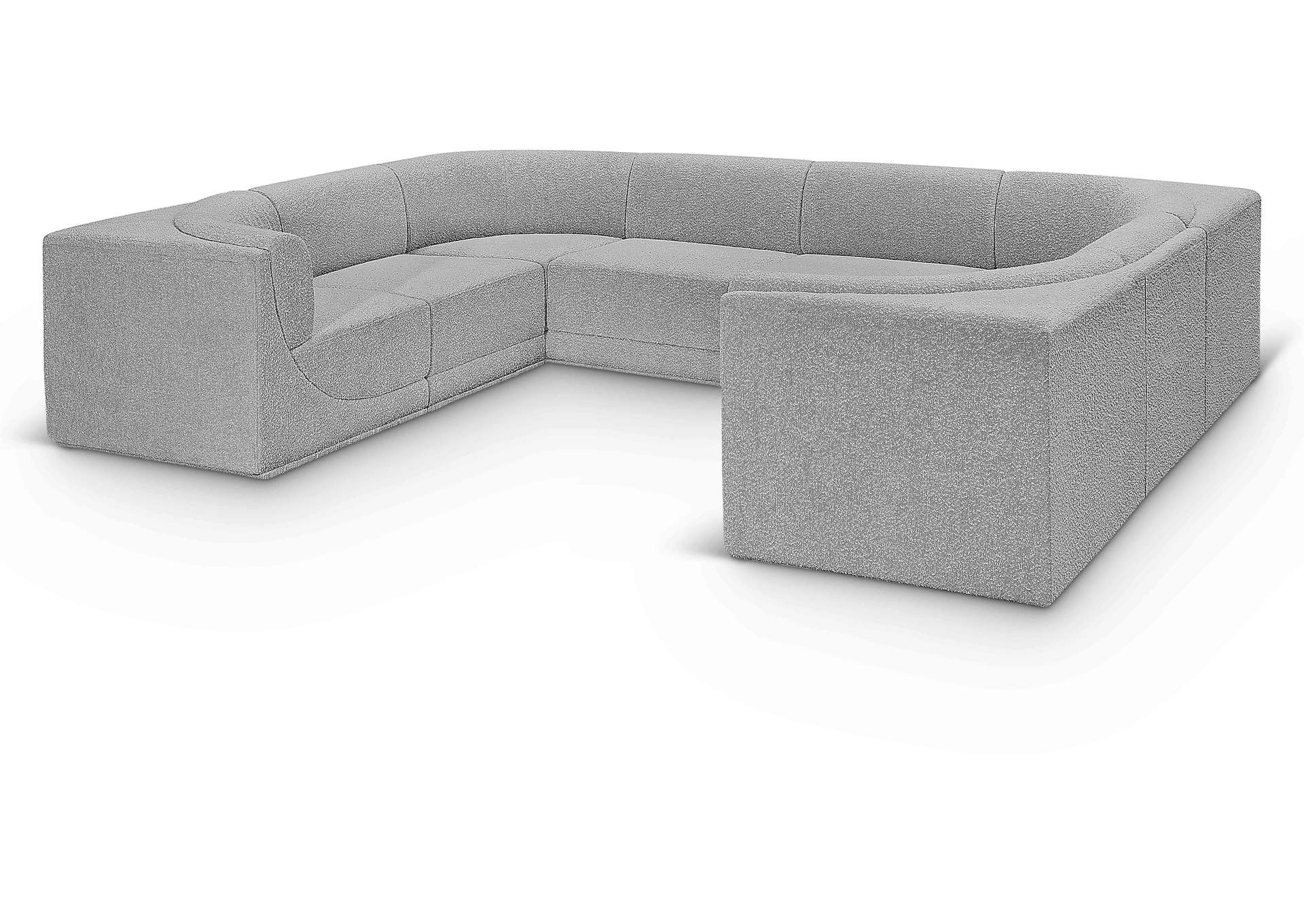 Ollie Grey Boucle Fabric Modular Sectional,Meridian Furniture