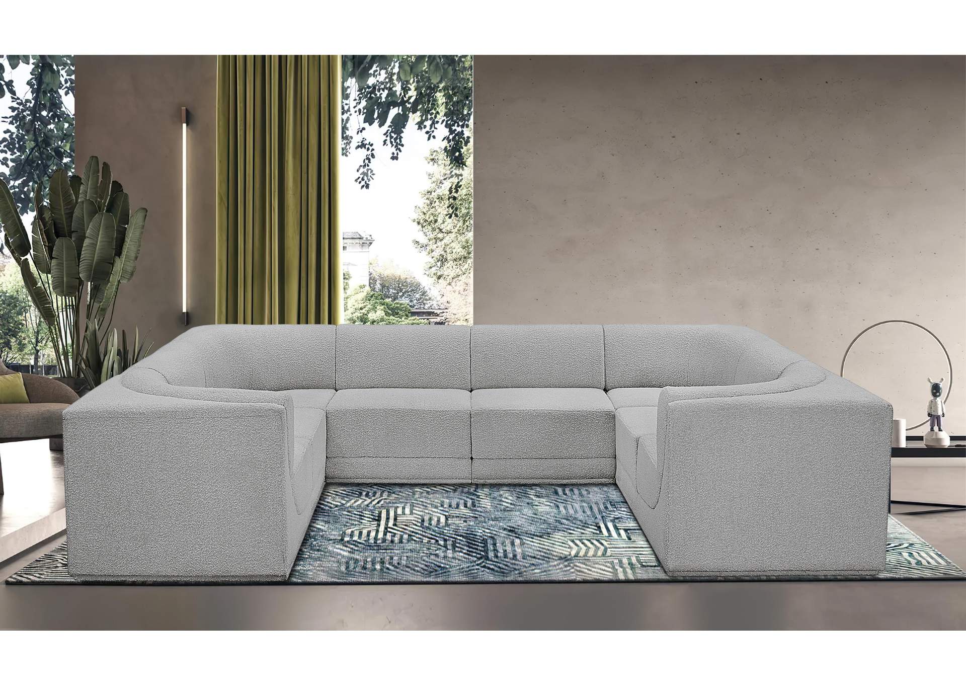 Ollie Grey Boucle Fabric Modular Sectional,Meridian Furniture