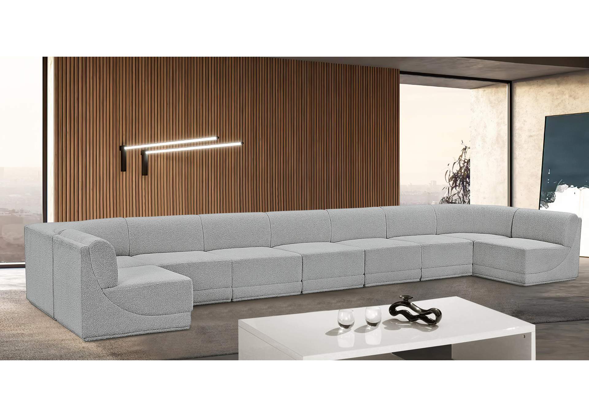 Ollie Grey Boucle Fabric Modular Sectional,Meridian Furniture