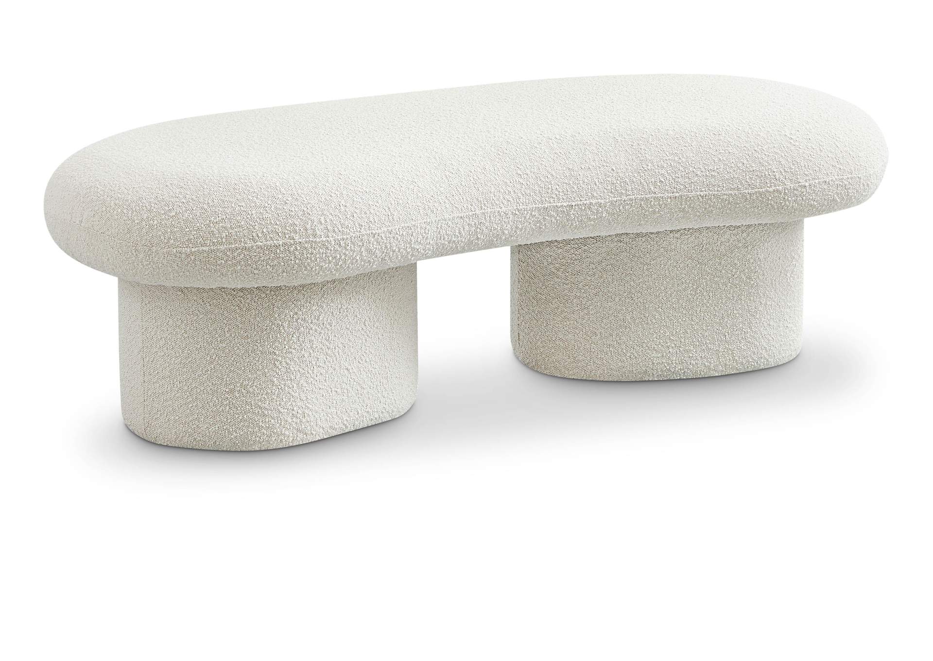 Luka Cream Boucle Fabric Bench,Meridian Furniture