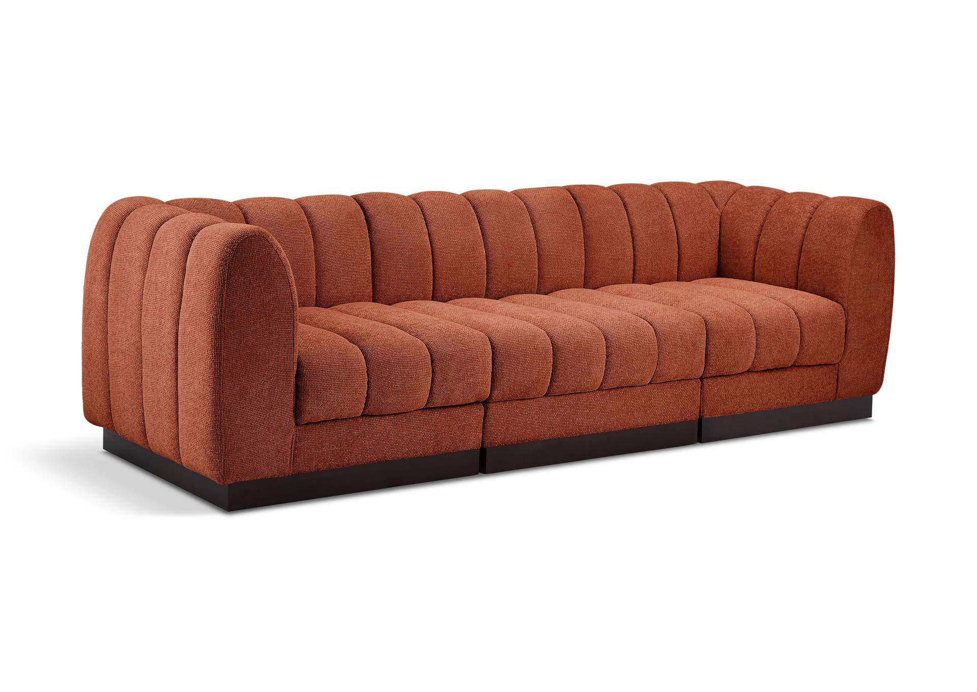 Quinn Cognac Chenille Fabric Modular Sofa,Meridian Furniture