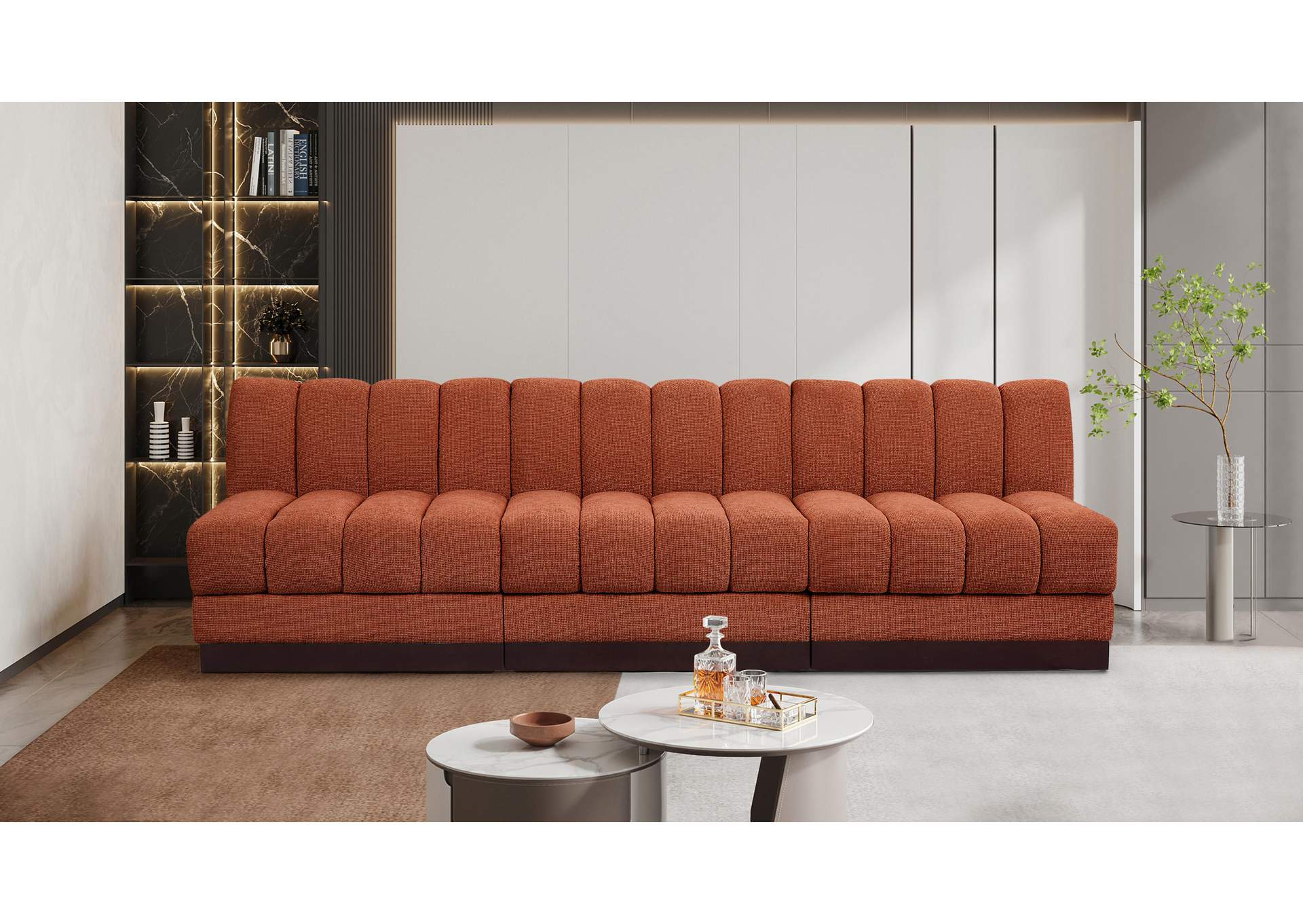 Quinn Cognac Chenille Fabric Modular Sofa,Meridian Furniture