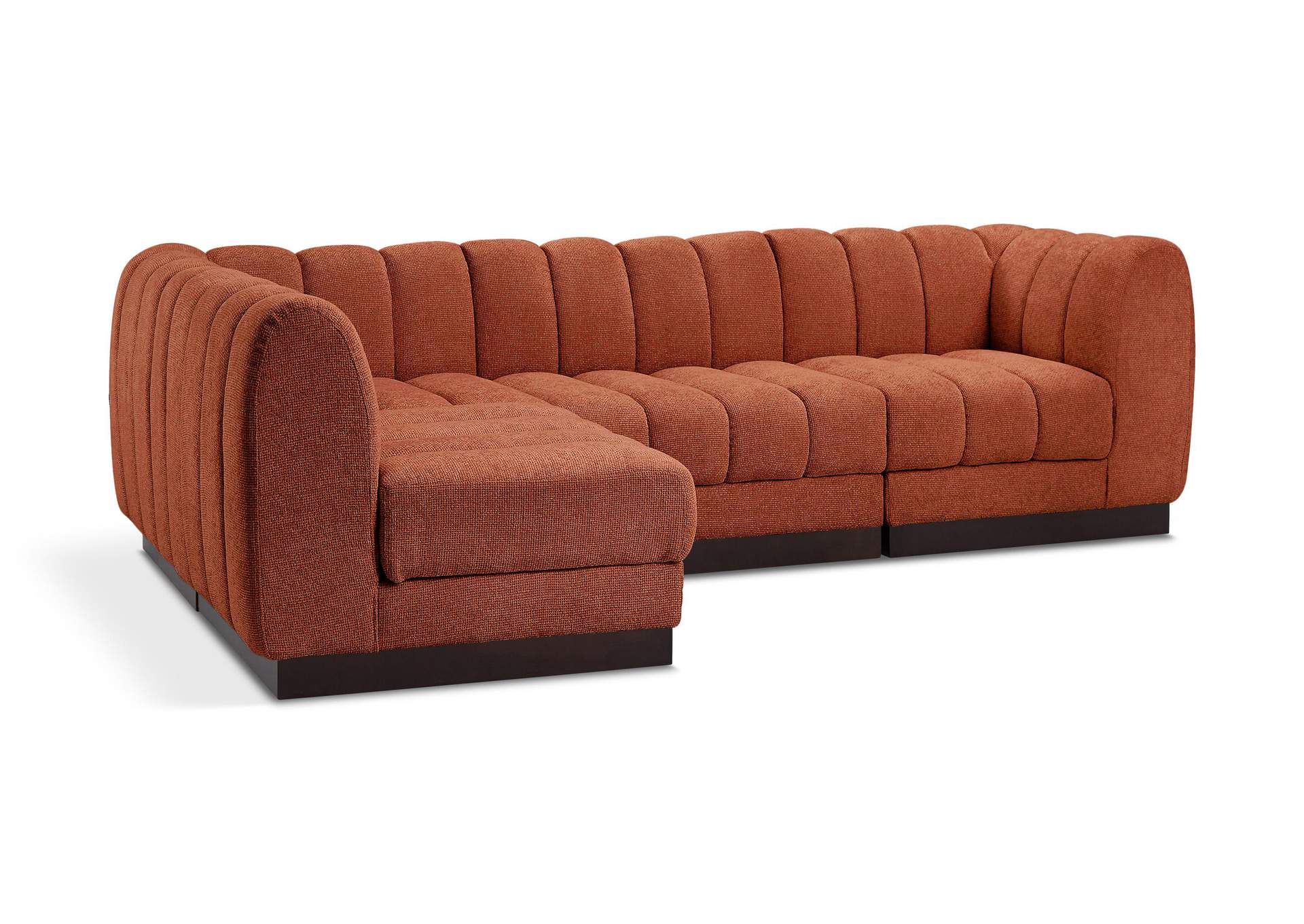 Quinn Cognac Chenille Fabric Modular Sectional,Meridian Furniture