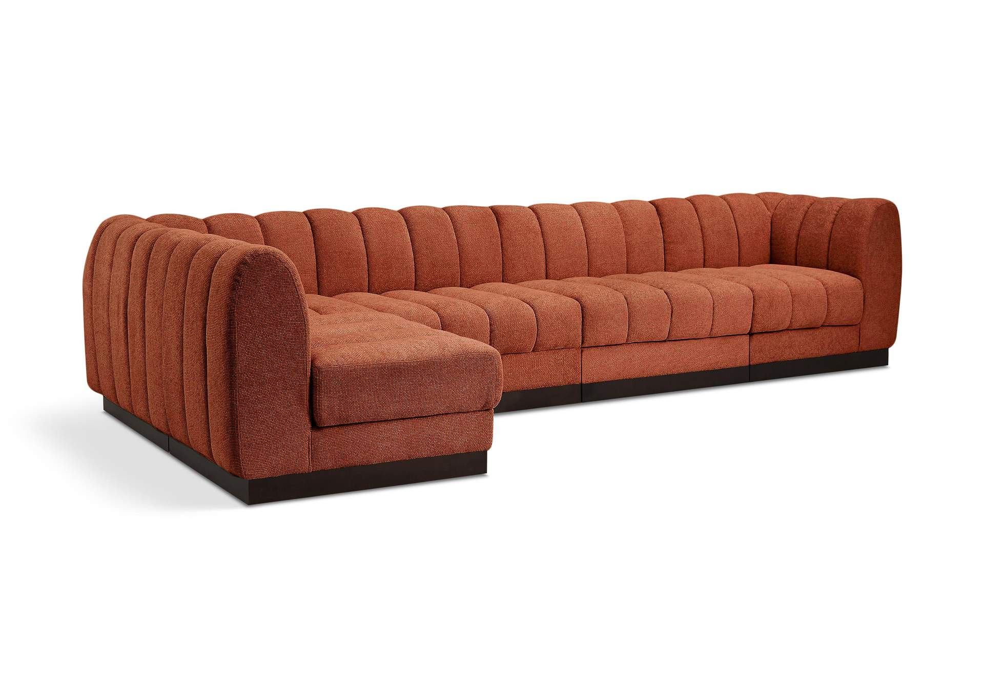 Quinn Cognac Chenille Fabric Modular Sectional,Meridian Furniture