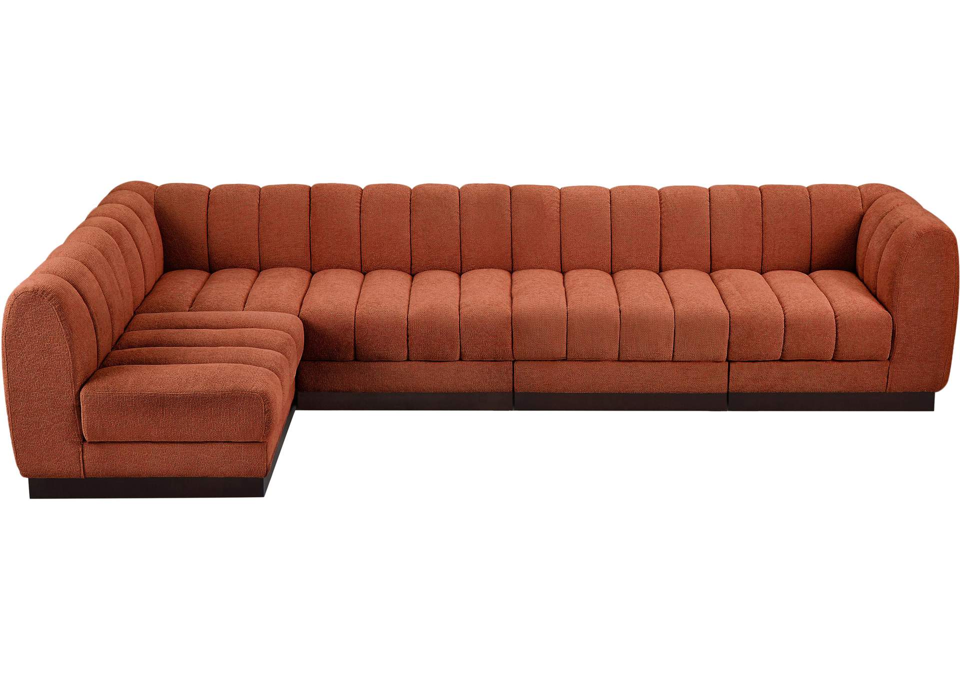 Quinn Cognac Chenille Fabric Modular Sectional,Meridian Furniture