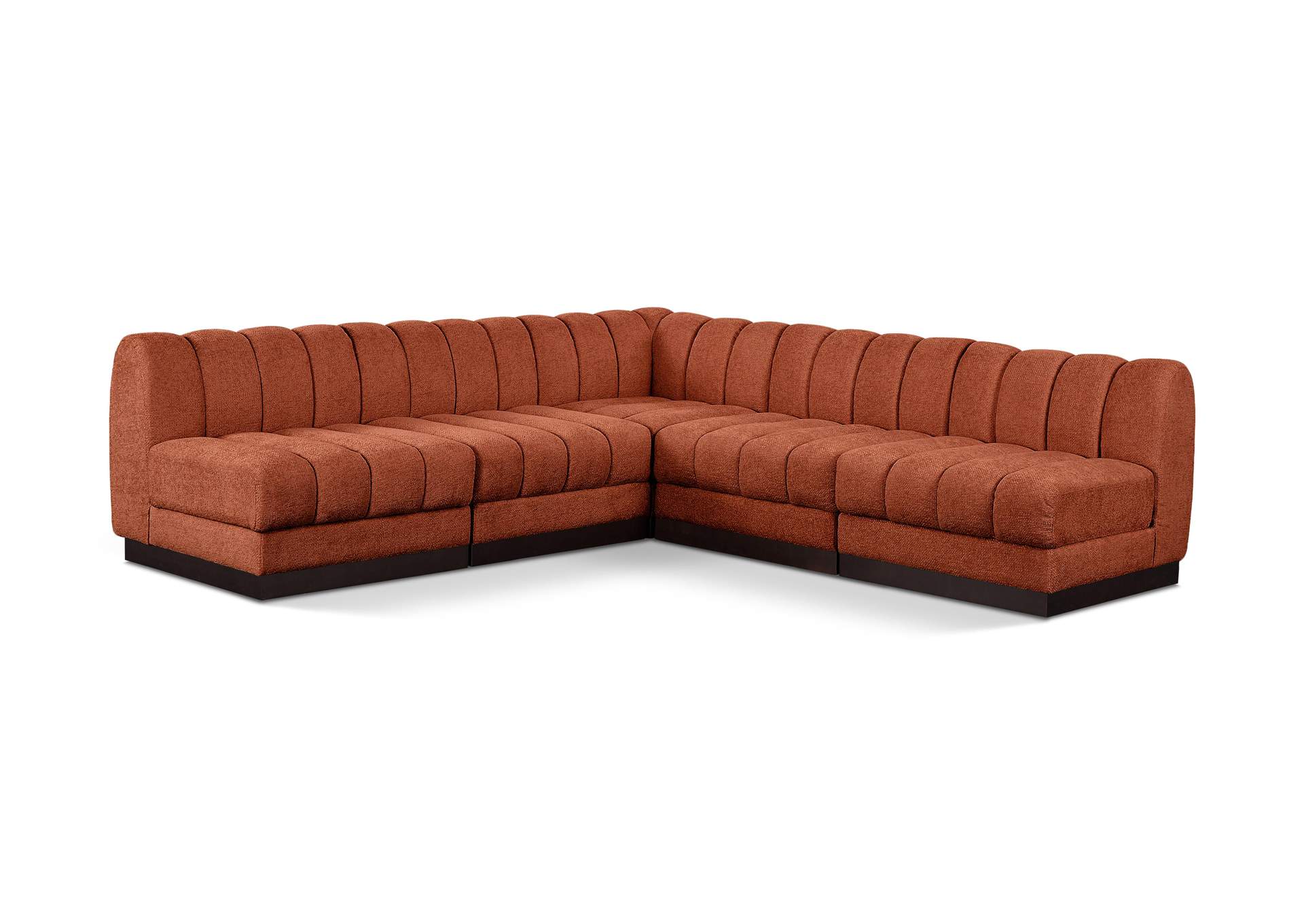 Quinn Cognac Chenille Fabric Modular Sectional,Meridian Furniture