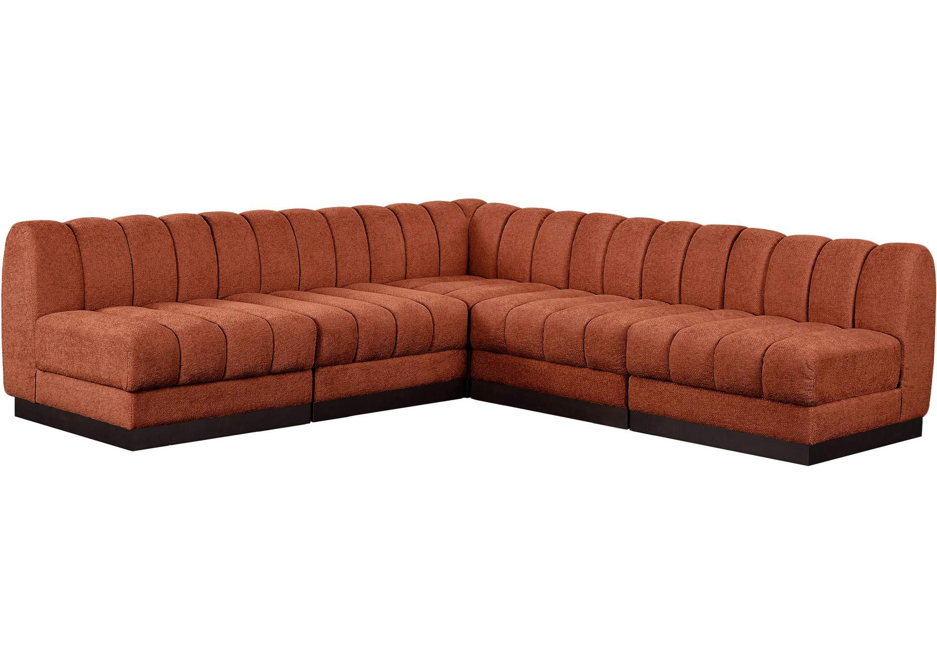 Quinn Cognac Chenille Fabric Modular Sectional,Meridian Furniture