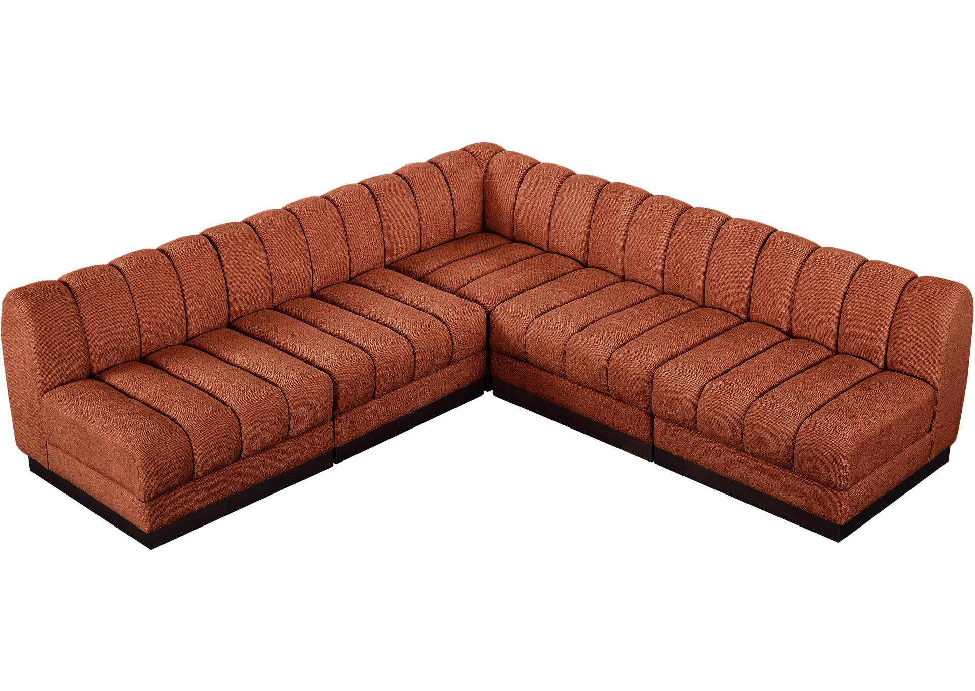 Quinn Cognac Chenille Fabric Modular Sectional,Meridian Furniture