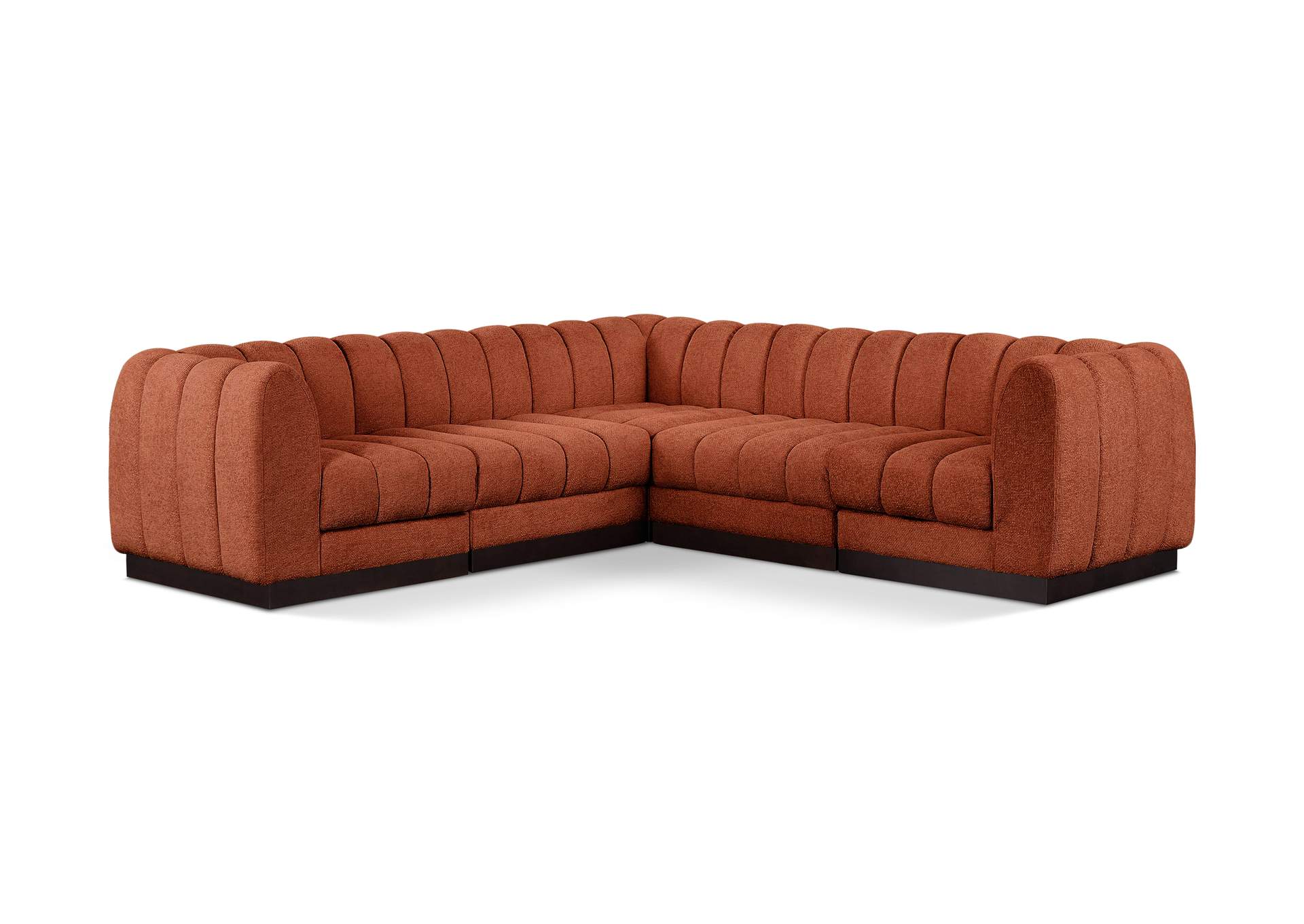 Quinn Cognac Chenille Fabric Modular Sectional,Meridian Furniture