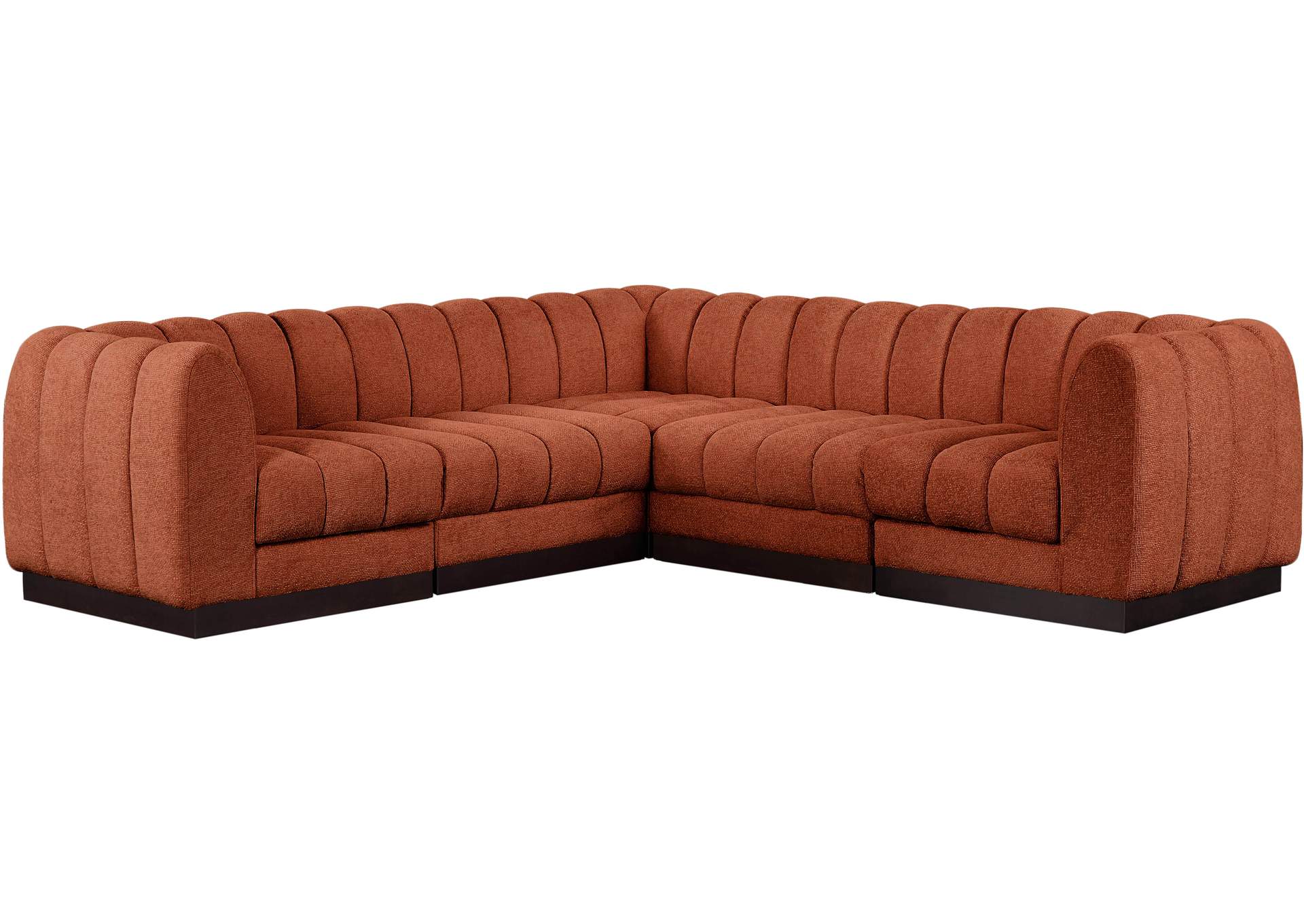 Quinn Cognac Chenille Fabric Modular Sectional,Meridian Furniture