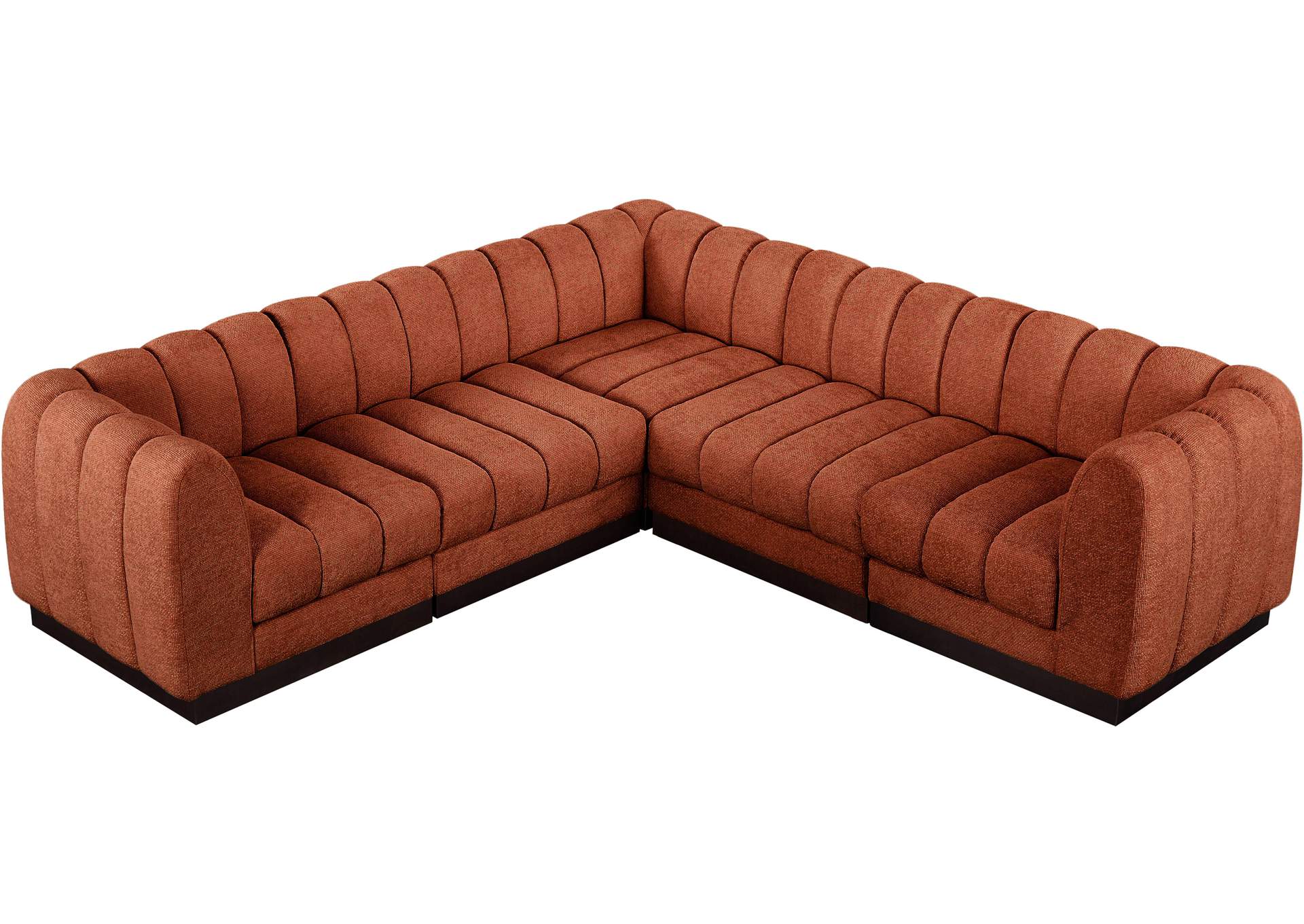 Quinn Cognac Chenille Fabric Modular Sectional,Meridian Furniture