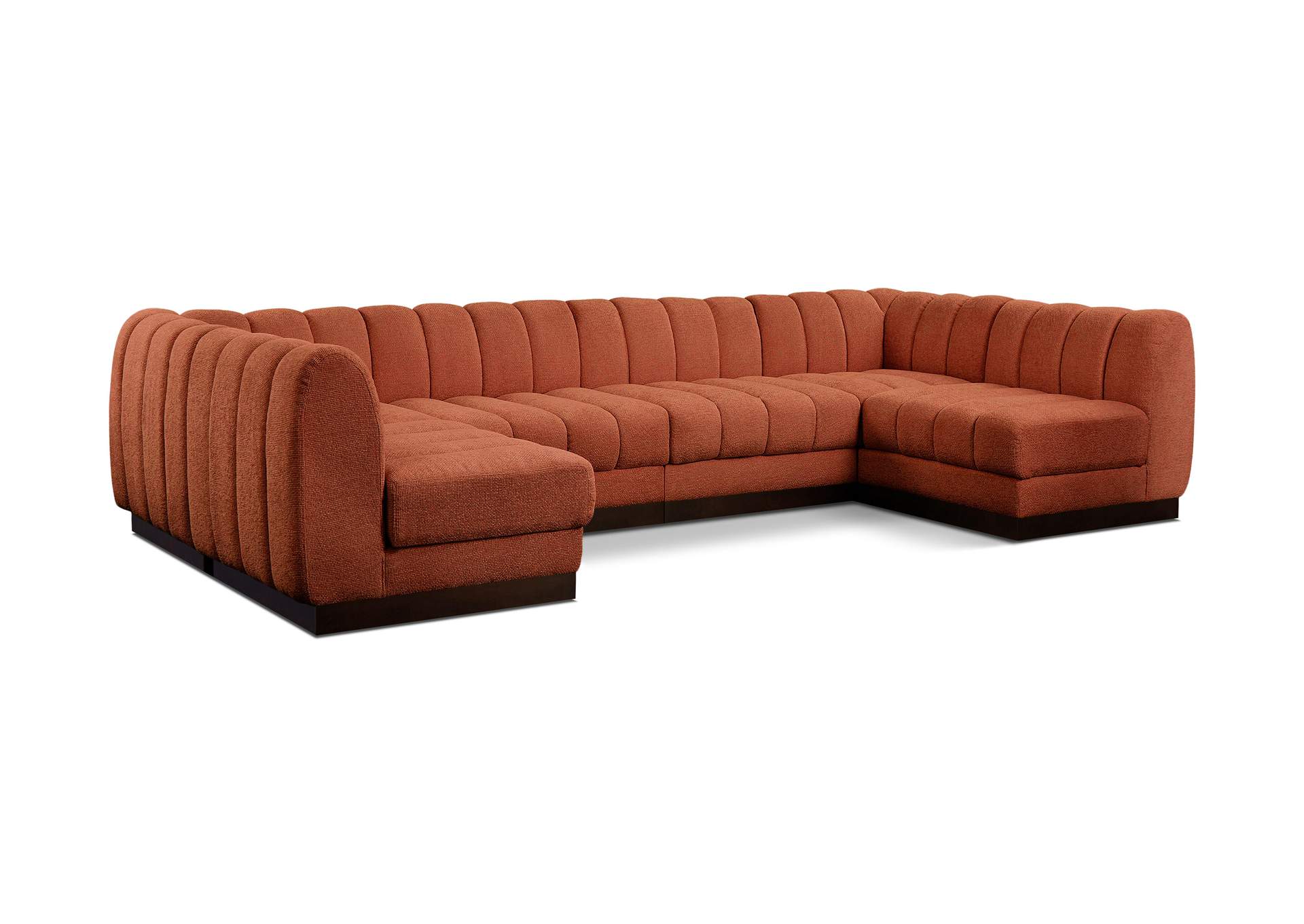 Quinn Cognac Chenille Fabric Modular Sectional,Meridian Furniture