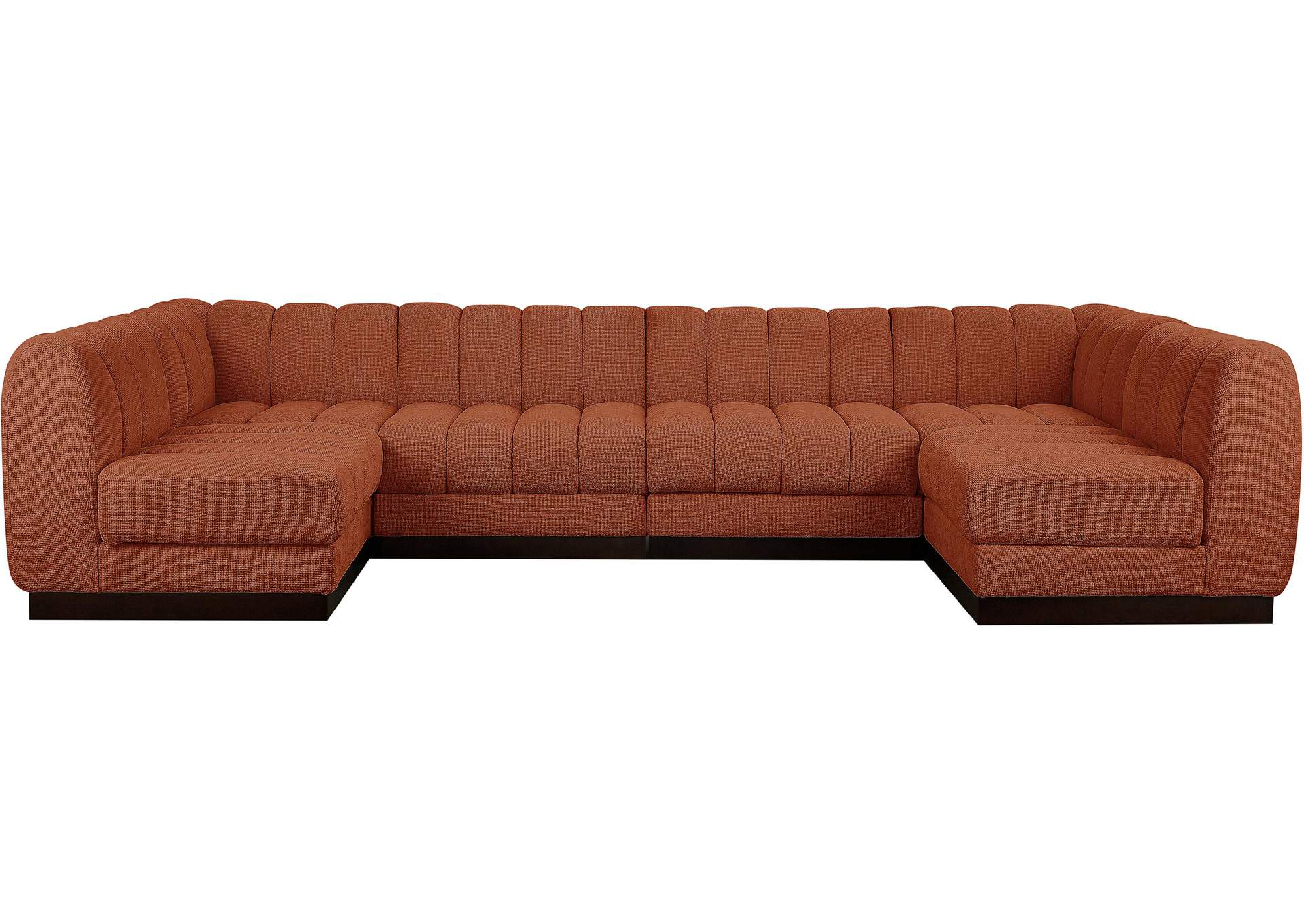 Quinn Cognac Chenille Fabric Modular Sectional,Meridian Furniture