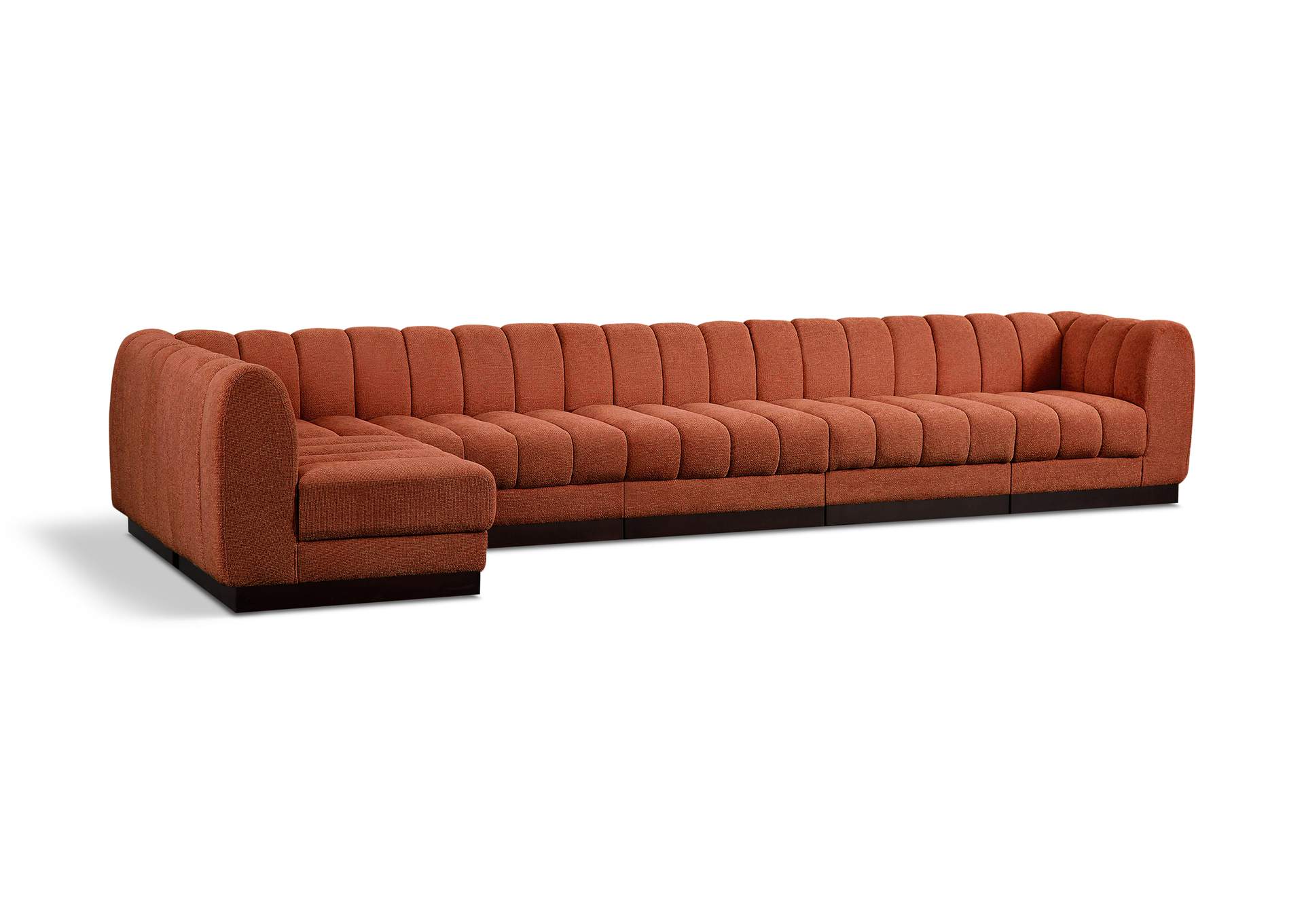 Quinn Cognac Chenille Fabric Modular Sectional,Meridian Furniture