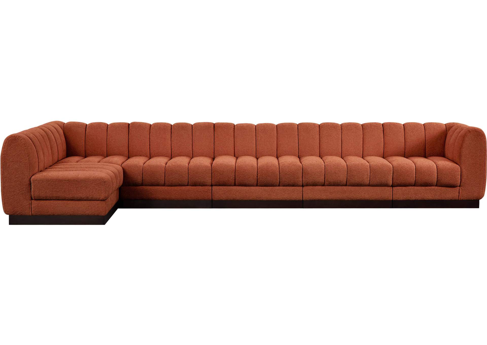 Quinn Cognac Chenille Fabric Modular Sectional,Meridian Furniture