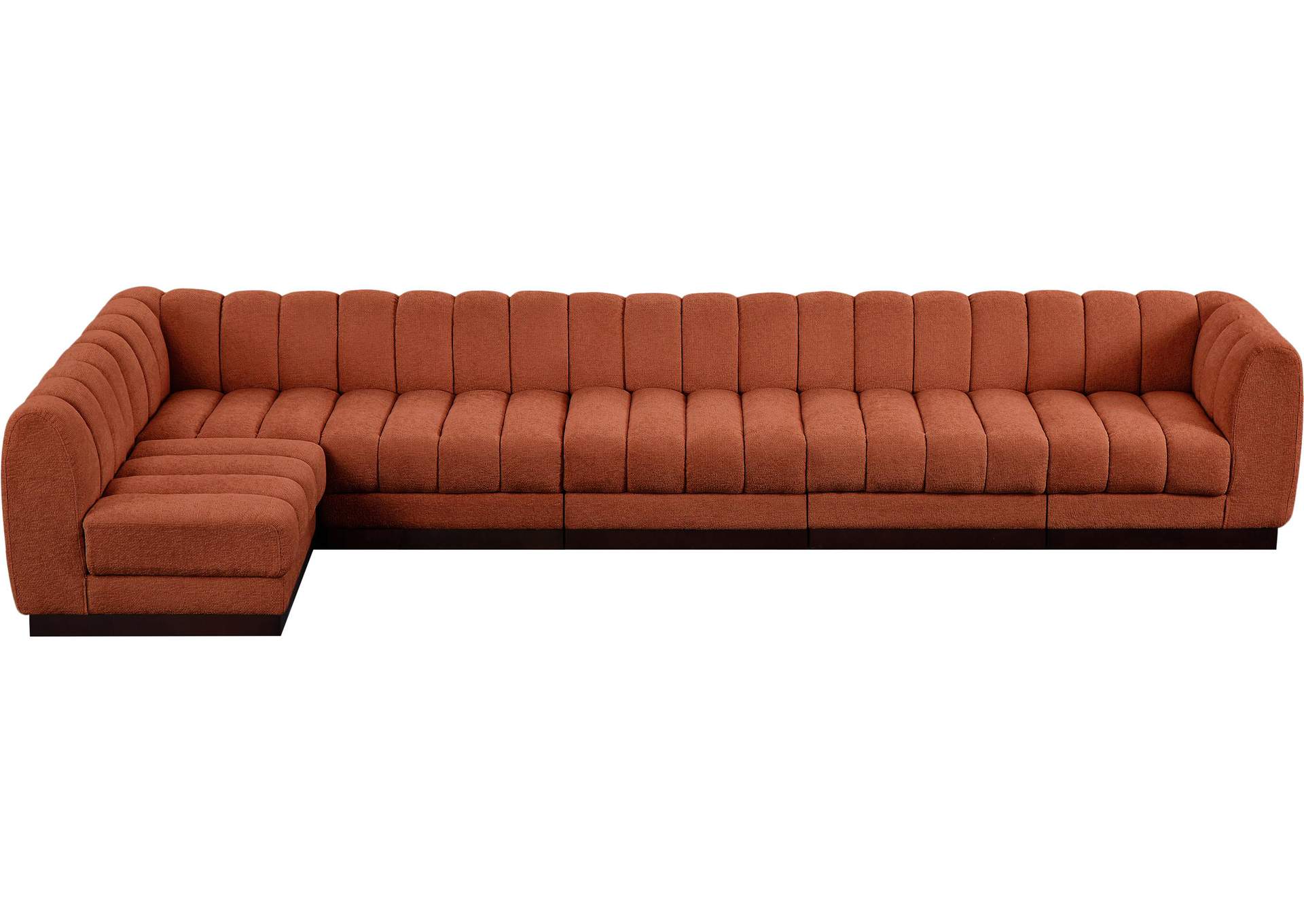 Quinn Cognac Chenille Fabric Modular Sectional,Meridian Furniture