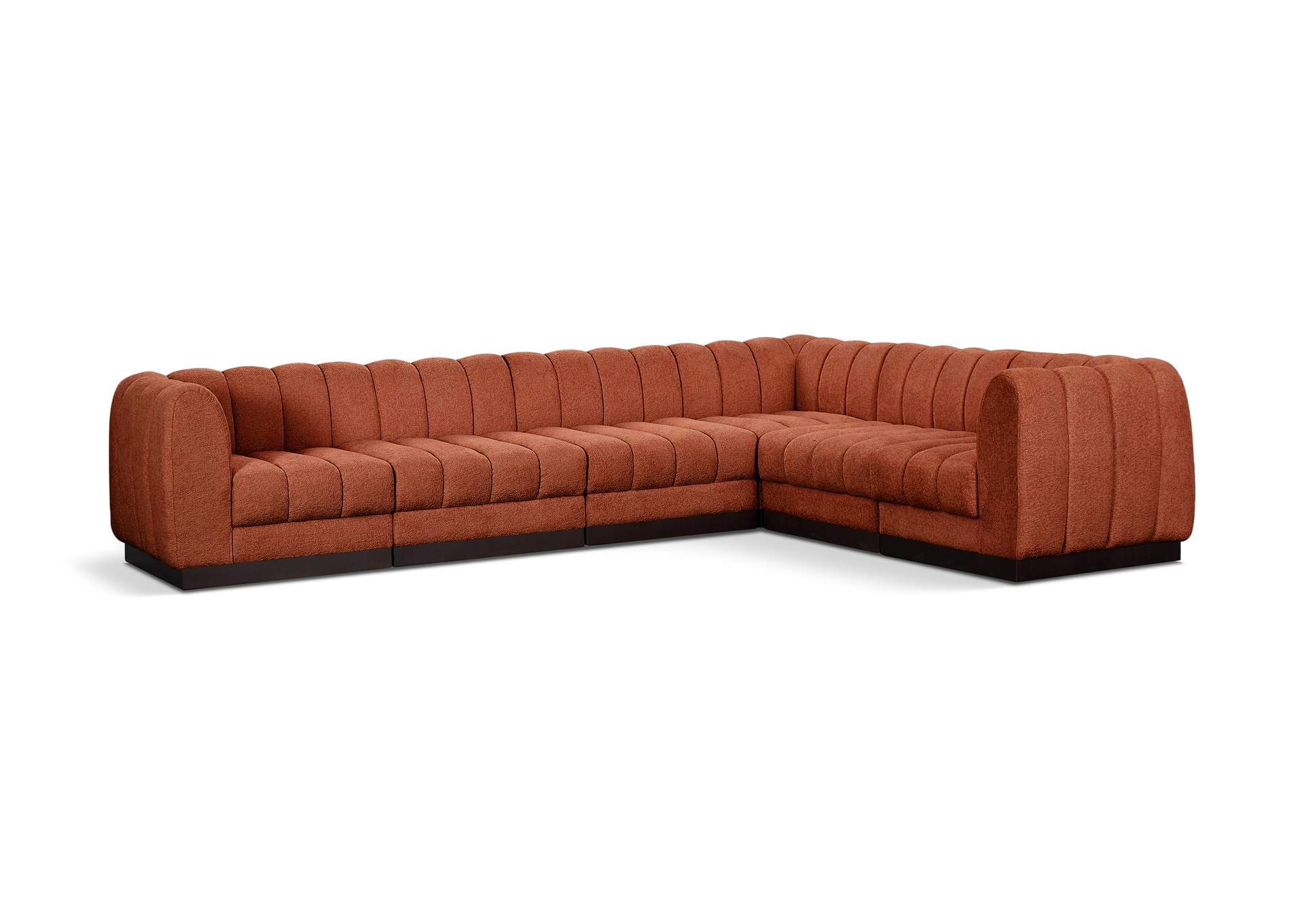 Quinn Cognac Chenille Fabric Modular Sectional,Meridian Furniture