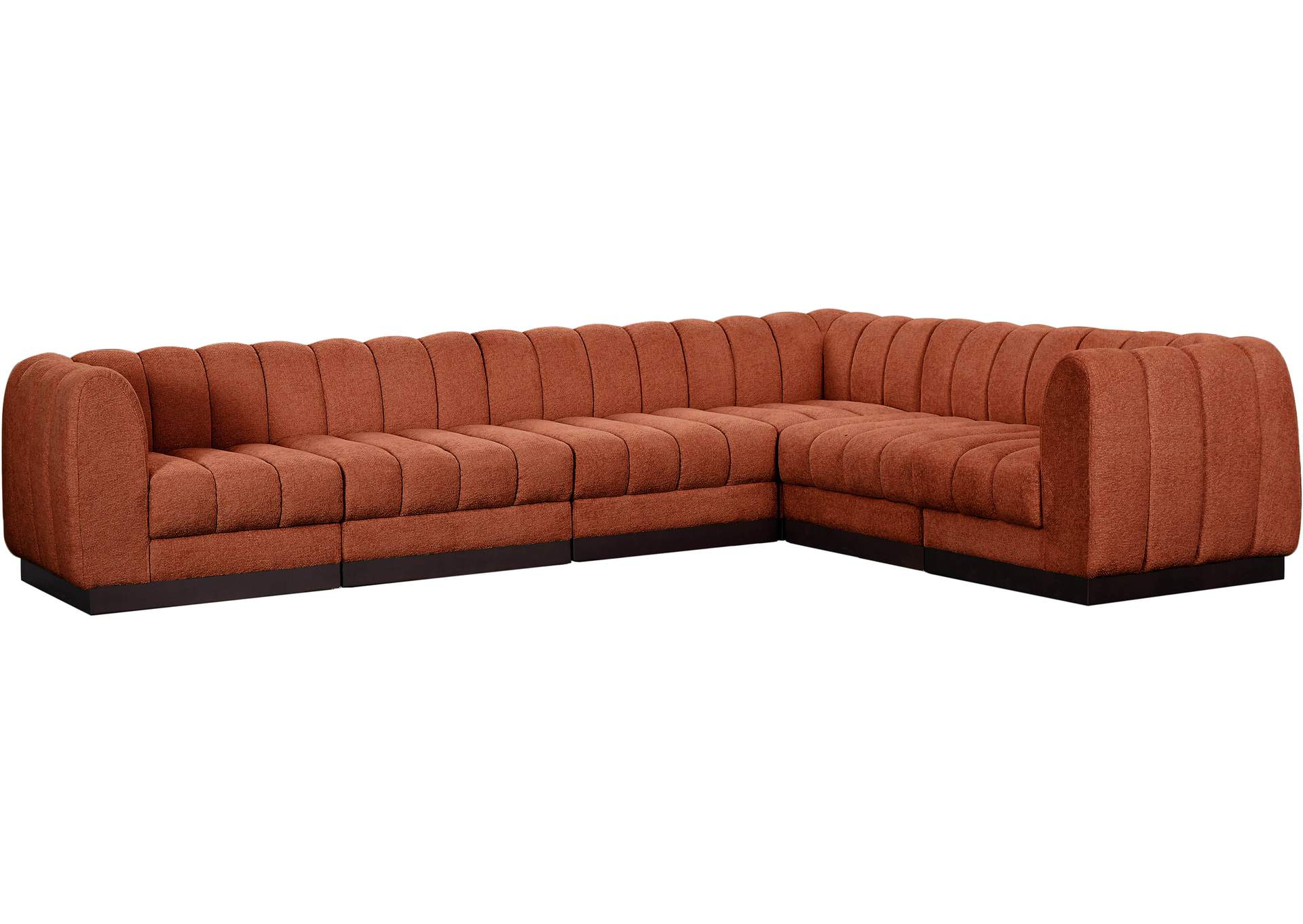 Quinn Cognac Chenille Fabric Modular Sectional,Meridian Furniture