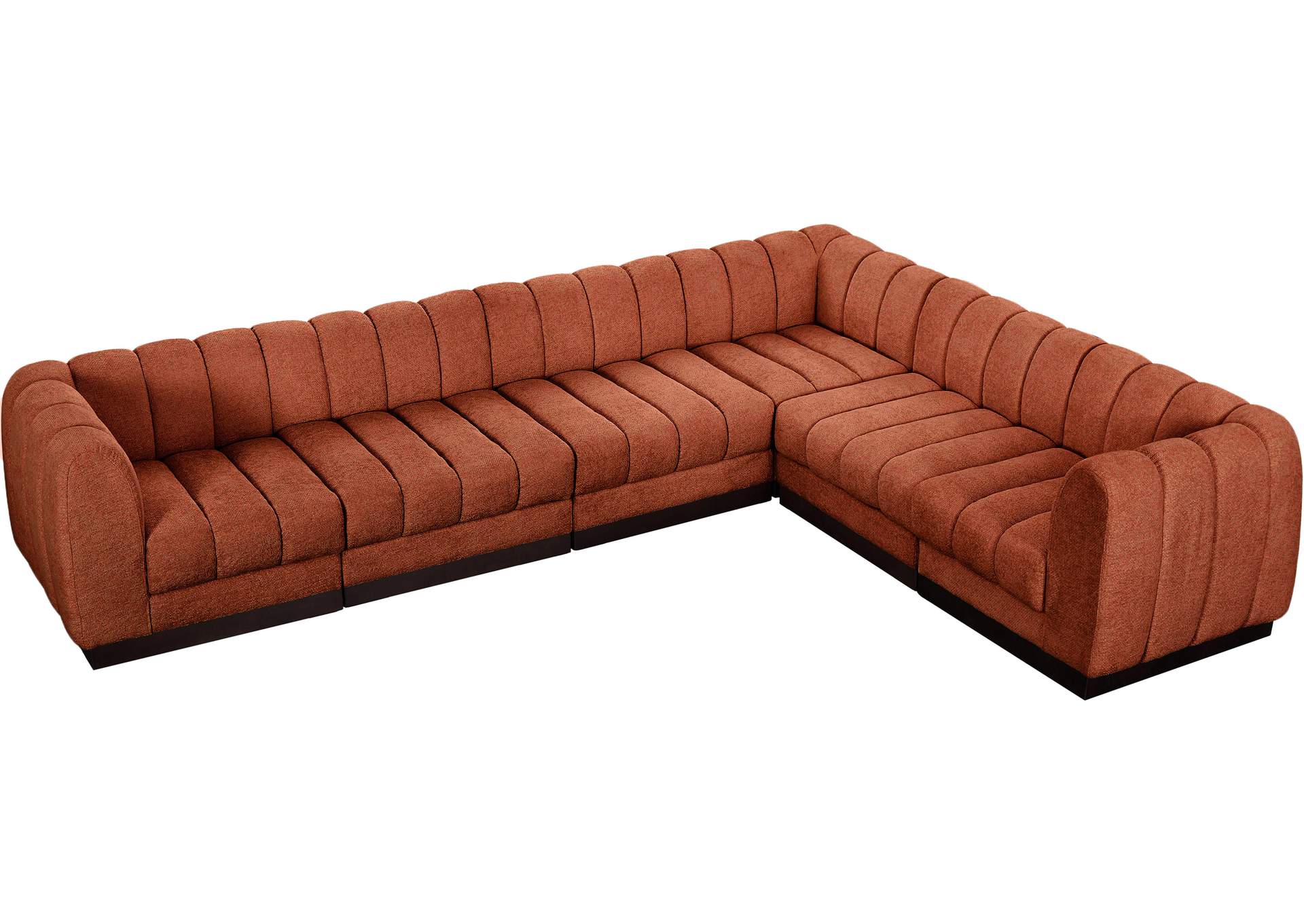 Quinn Cognac Chenille Fabric Modular Sectional,Meridian Furniture