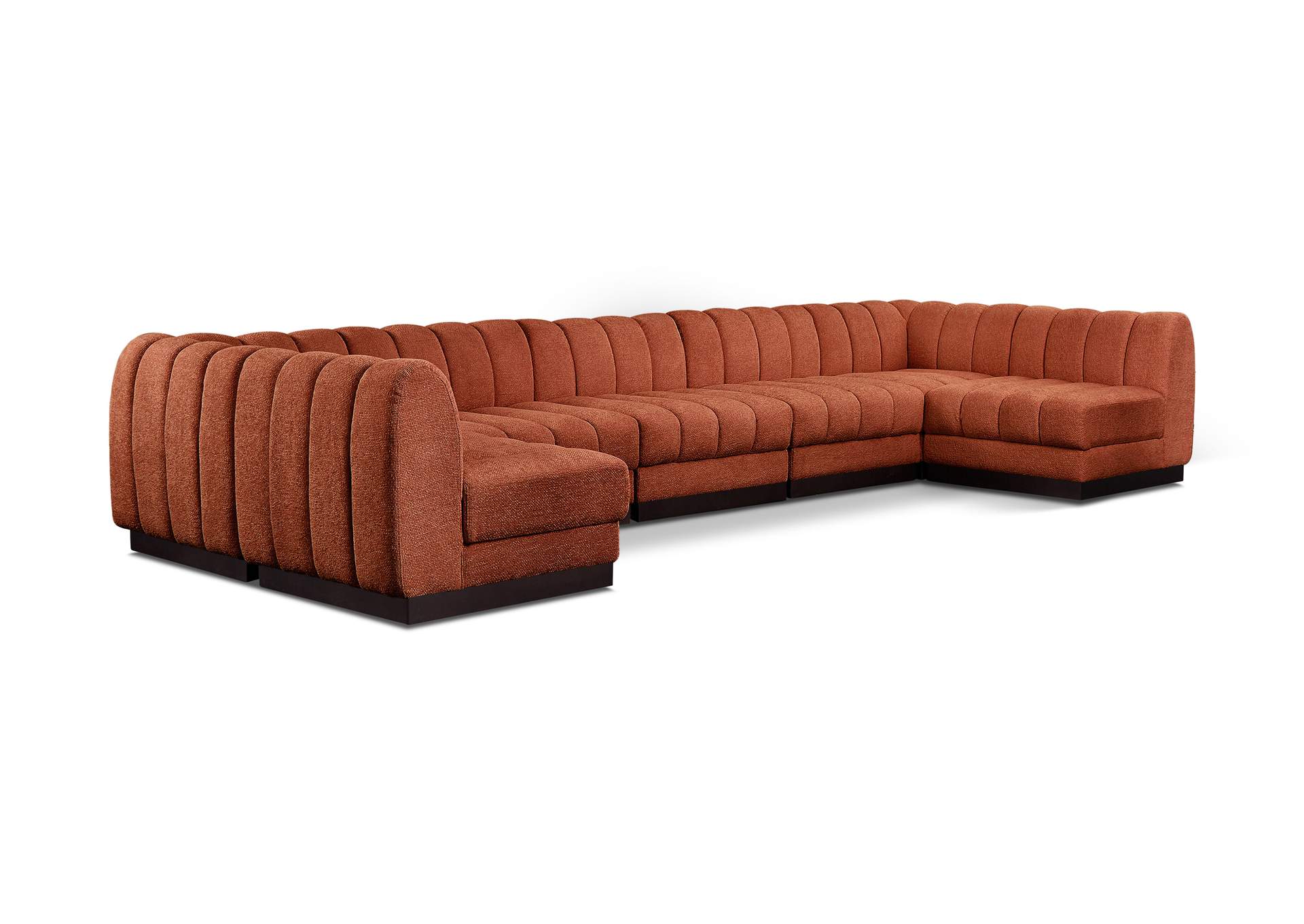 Quinn Cognac Chenille Fabric Modular Sectional,Meridian Furniture