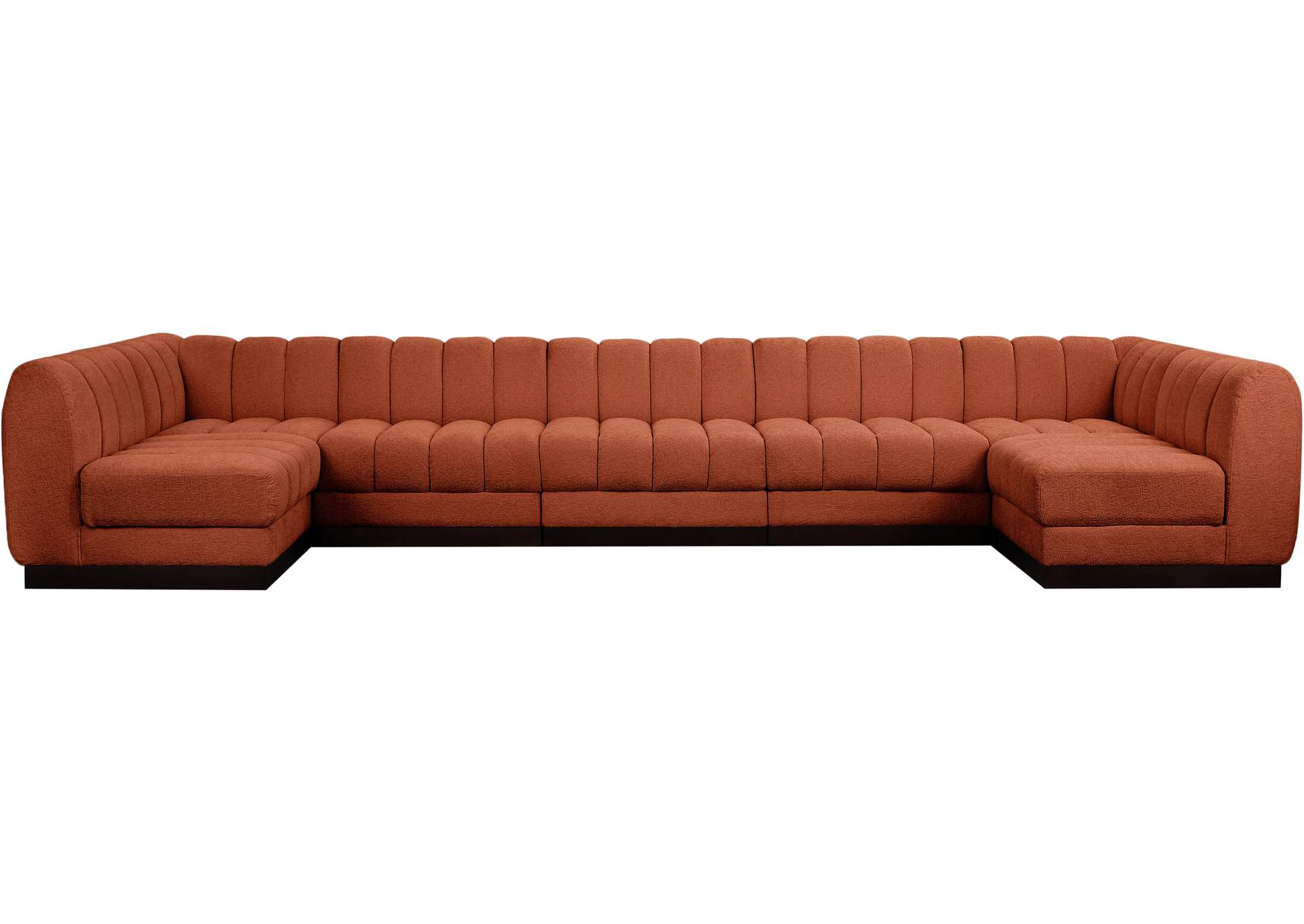 Quinn Cognac Chenille Fabric Modular Sectional,Meridian Furniture