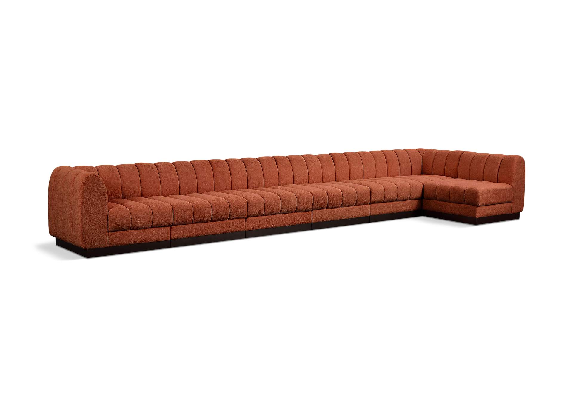 Quinn Cognac Chenille Fabric Modular Sectional,Meridian Furniture