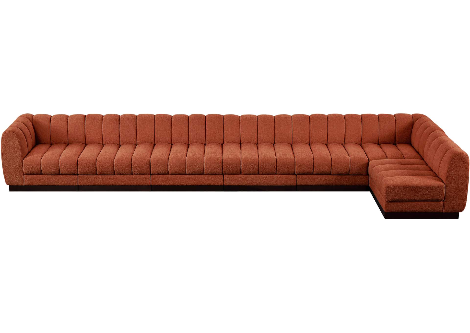 Quinn Cognac Chenille Fabric Modular Sectional,Meridian Furniture