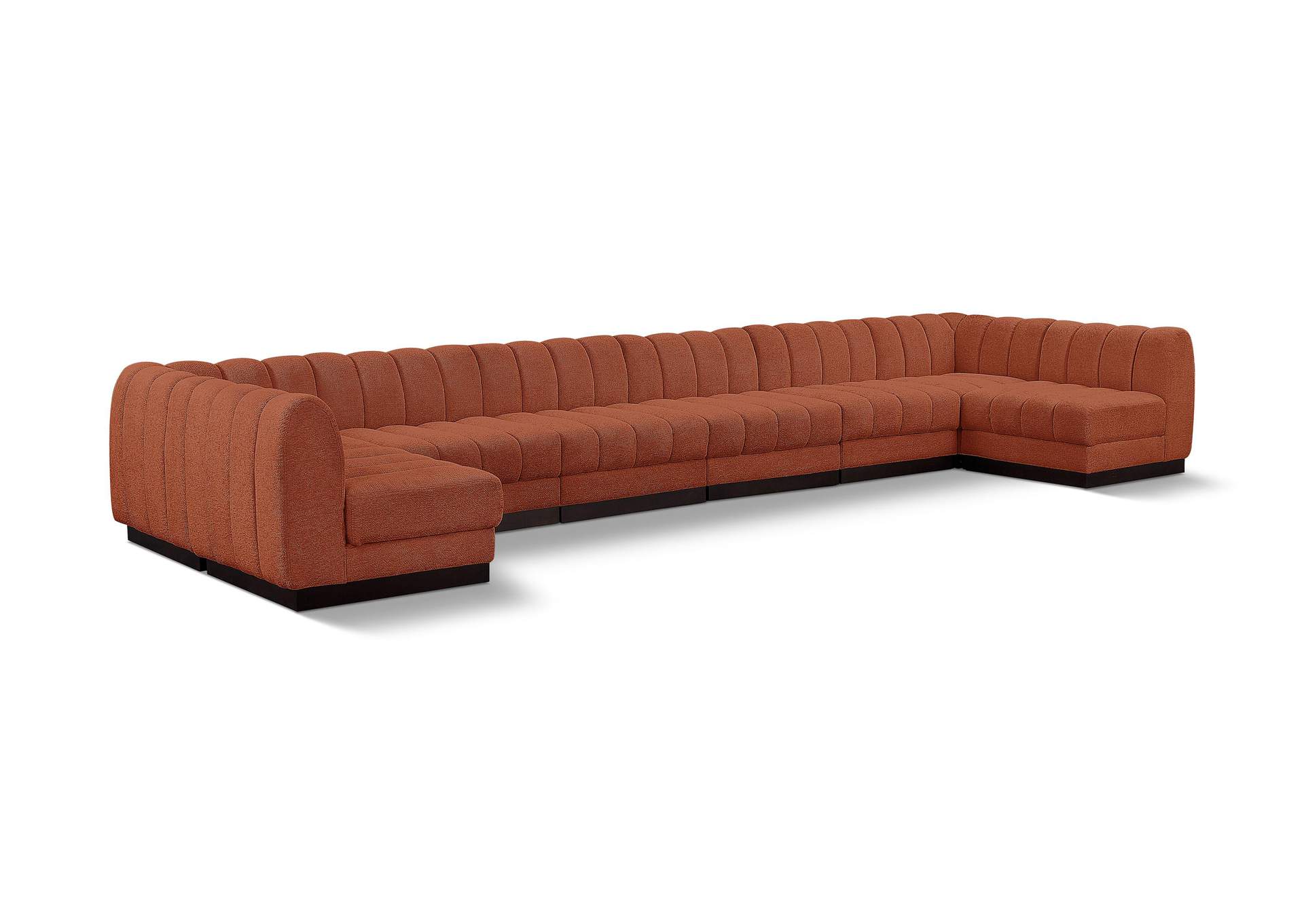 Quinn Cognac Chenille Fabric Modular Sectional,Meridian Furniture