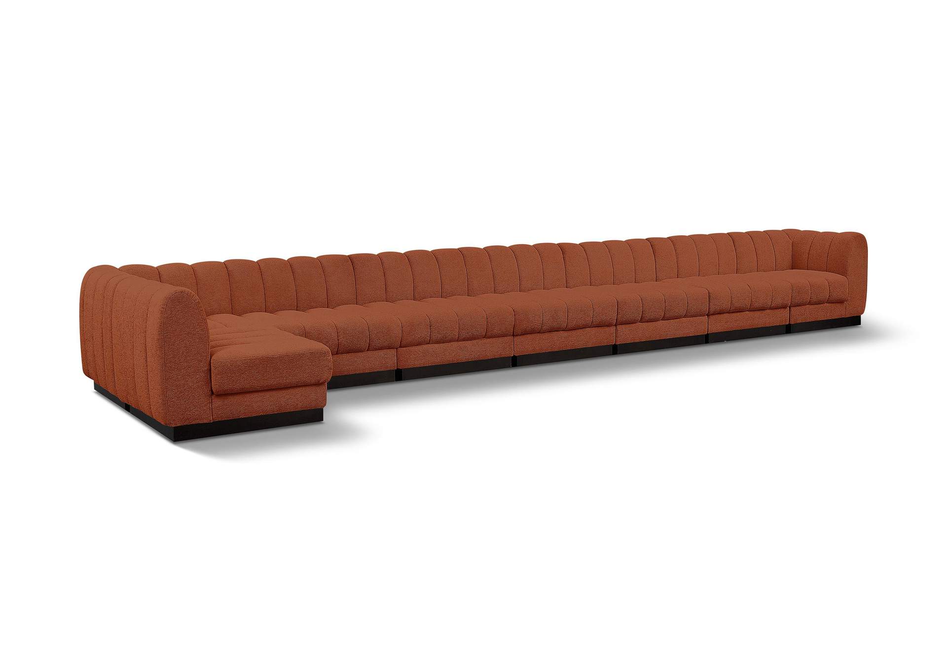 Quinn Cognac Chenille Fabric Modular Sectional,Meridian Furniture