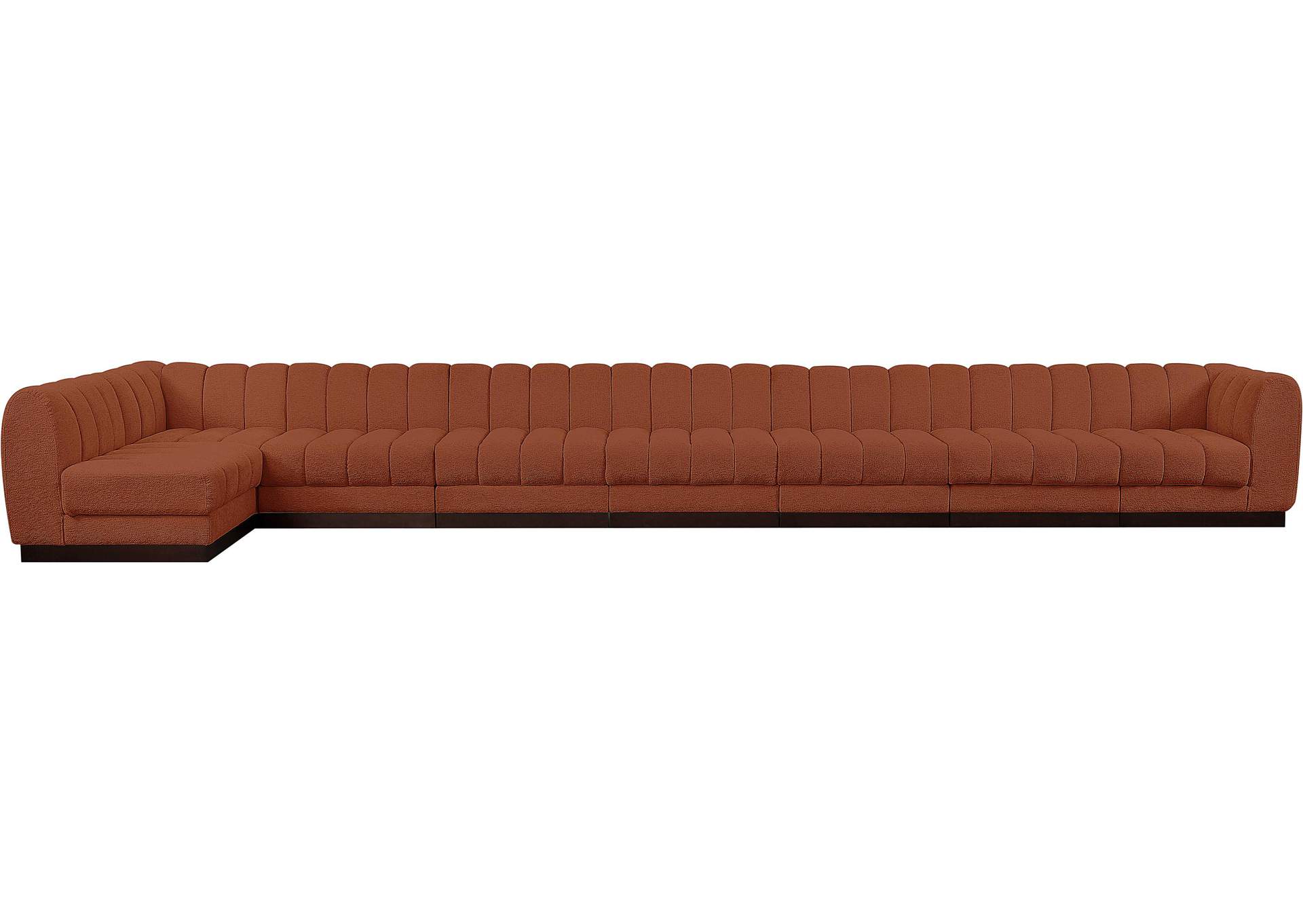 Quinn Cognac Chenille Fabric Modular Sectional,Meridian Furniture