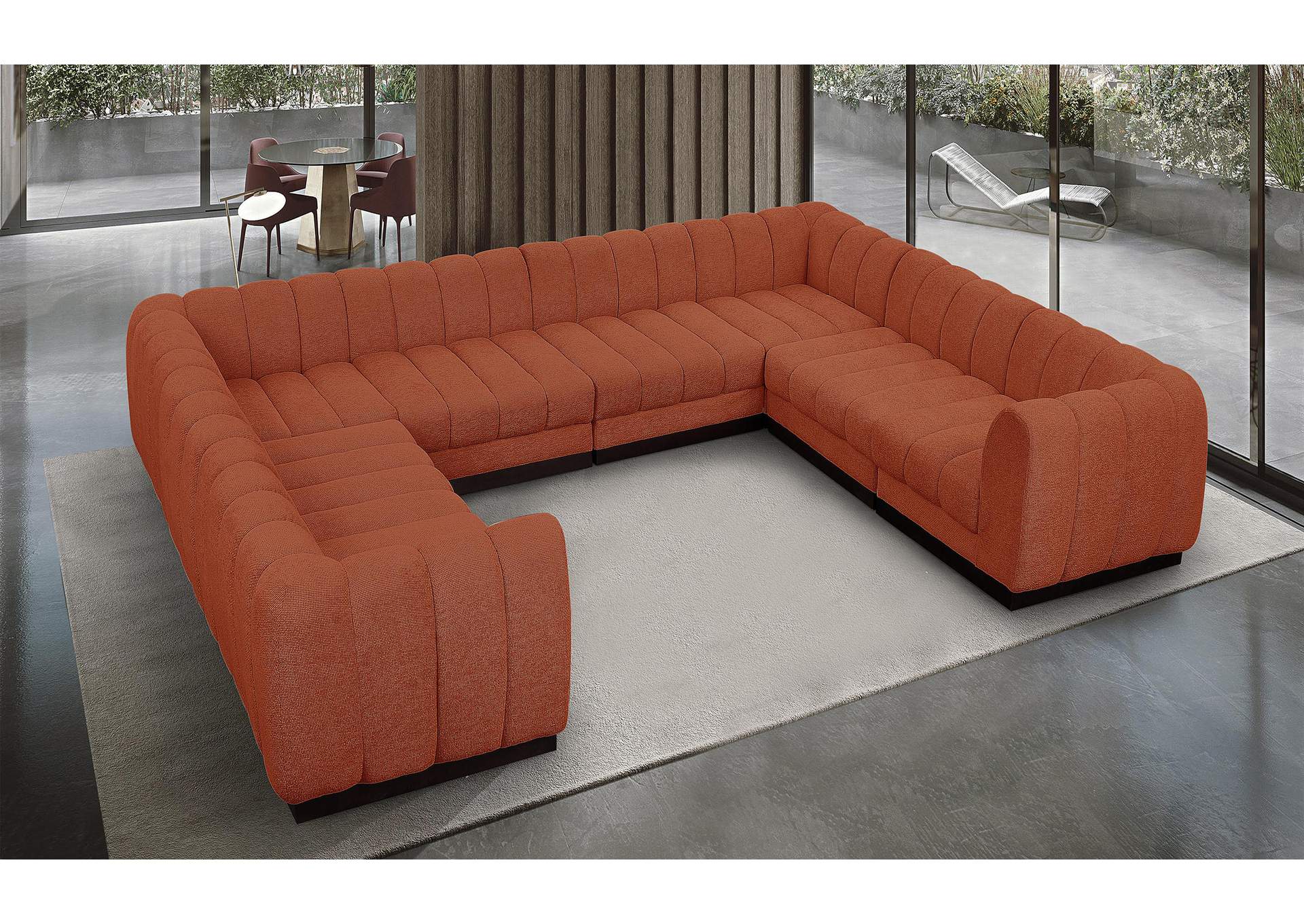 Quinn Cognac Chenille Fabric Modular Sectional,Meridian Furniture