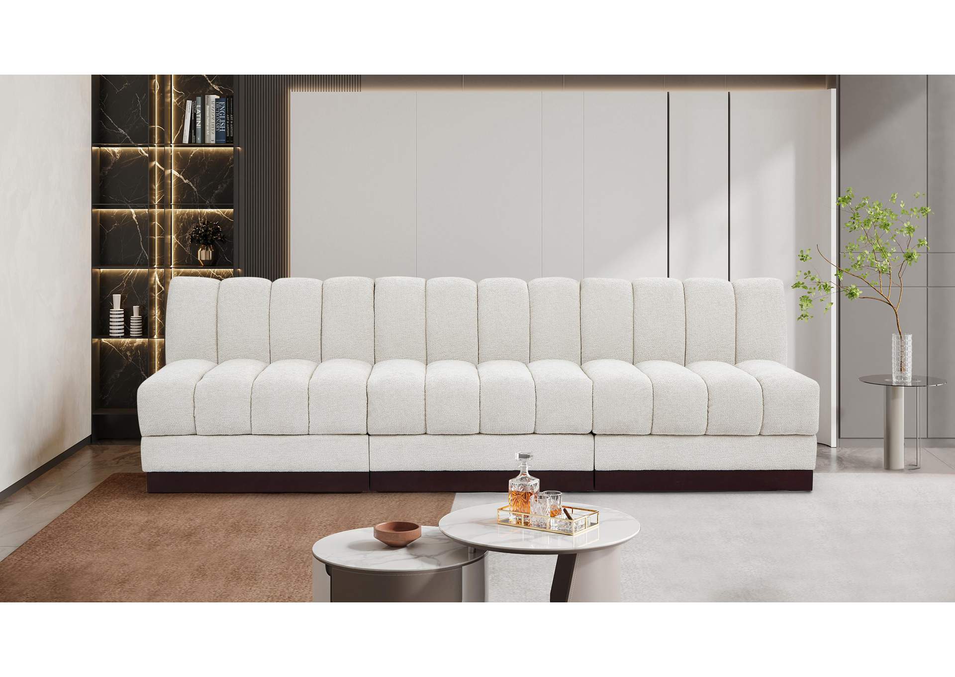 Quinn Cream Chenille Fabric Modular Sofa,Meridian Furniture