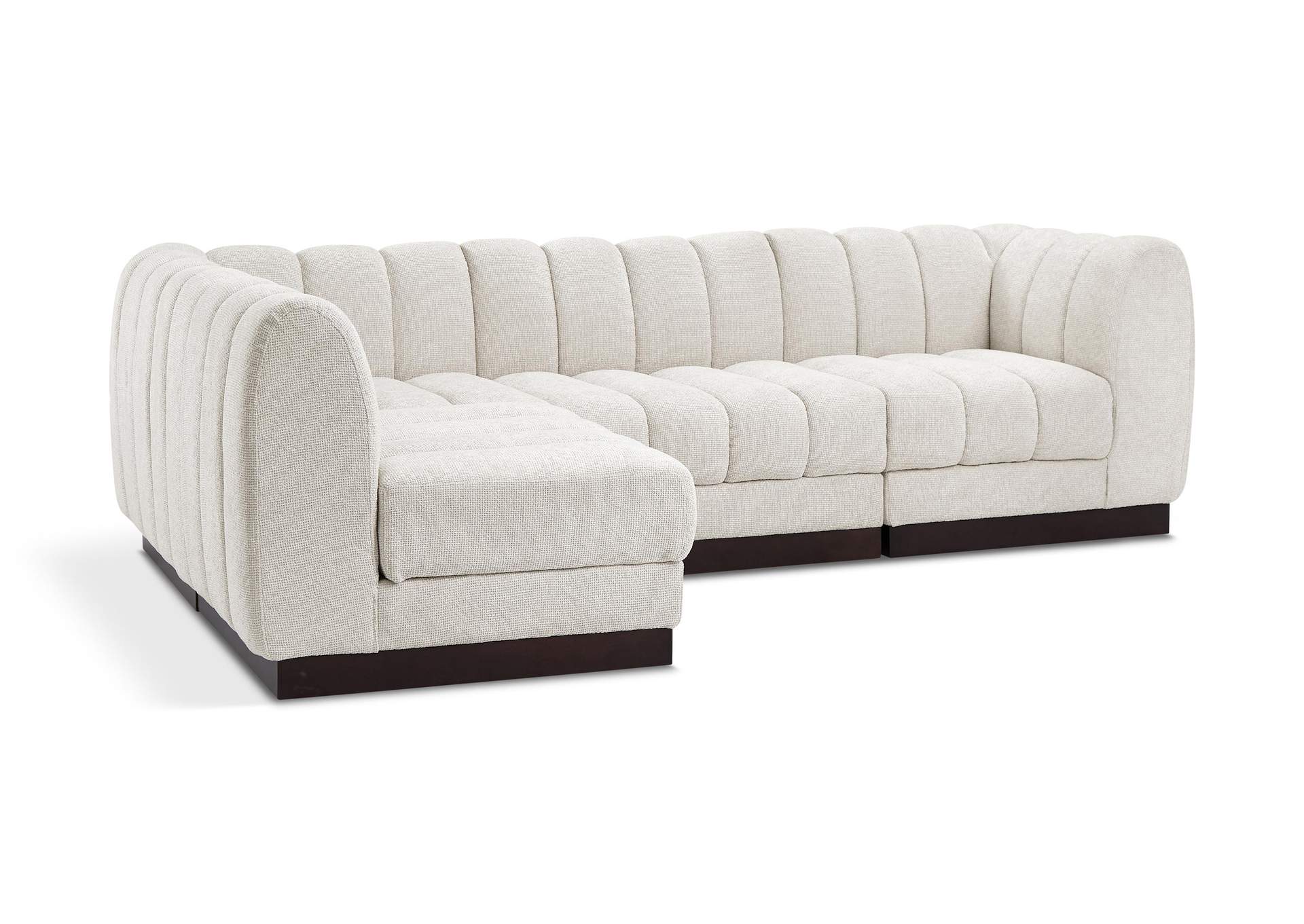 Quinn Cream Chenille Fabric Modular Sectional,Meridian Furniture