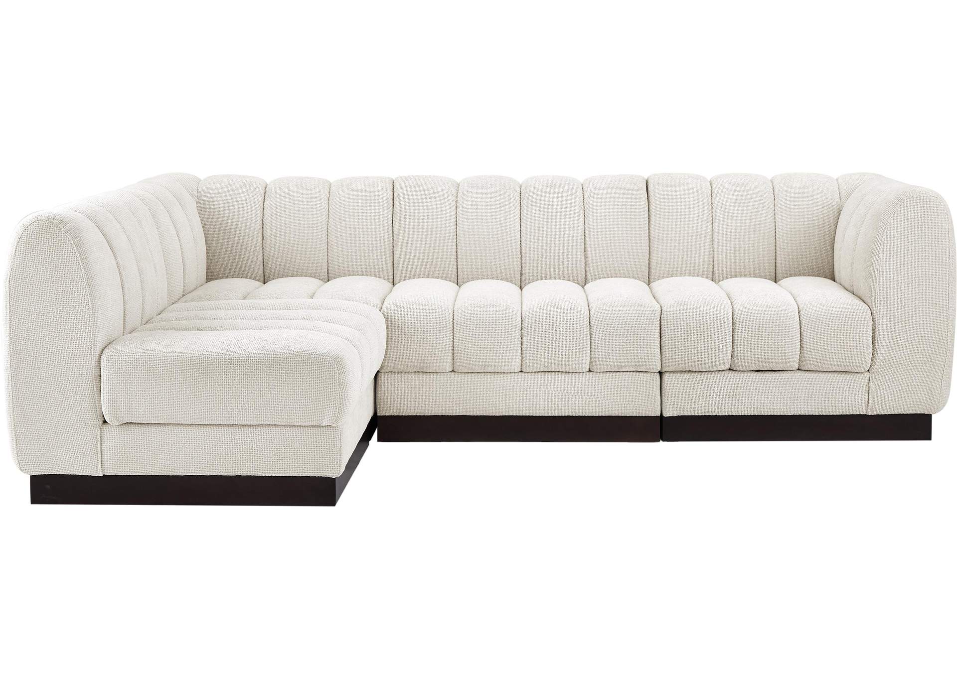 Quinn Cream Chenille Fabric Modular Sectional,Meridian Furniture