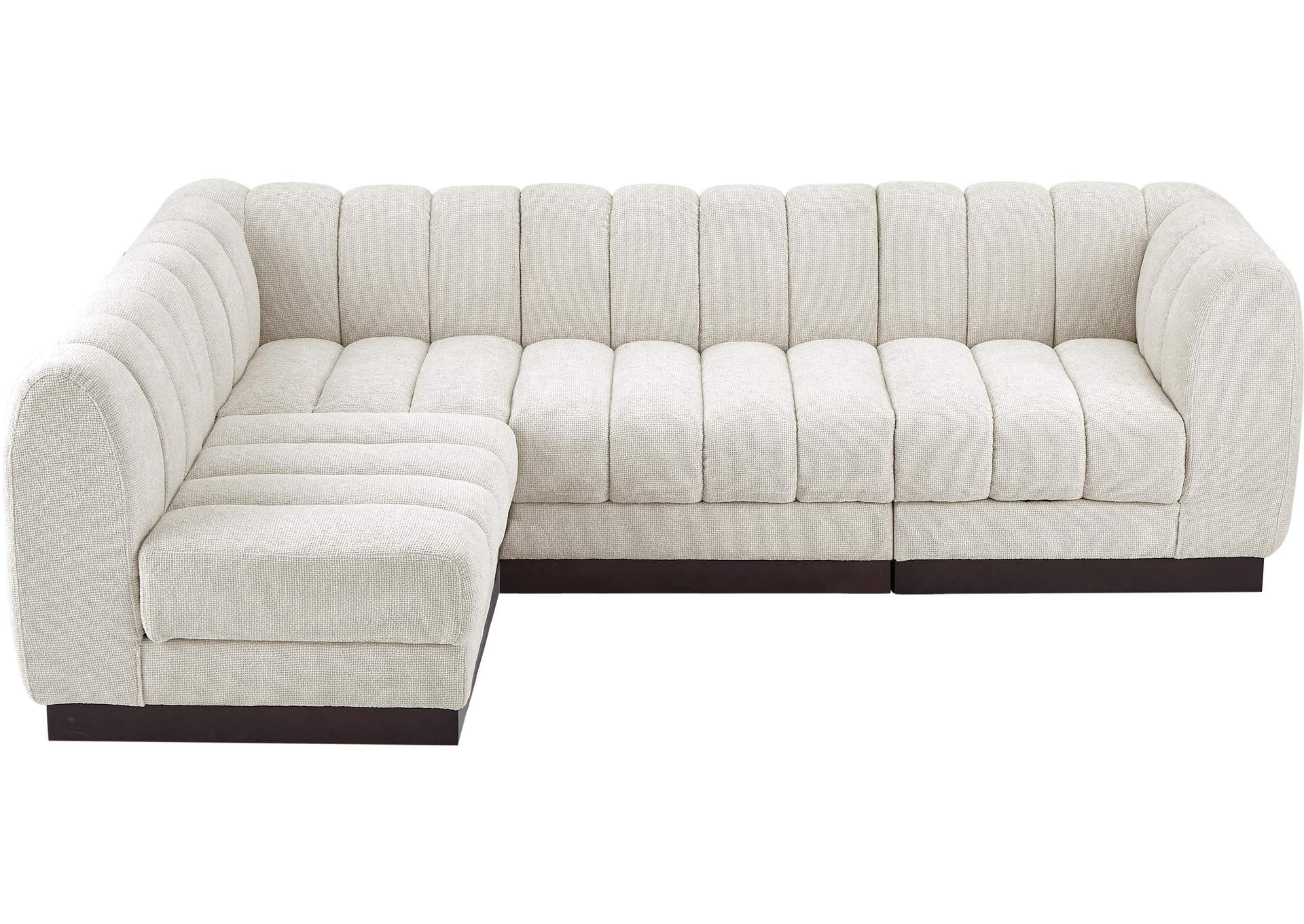 Quinn Cream Chenille Fabric Modular Sectional,Meridian Furniture