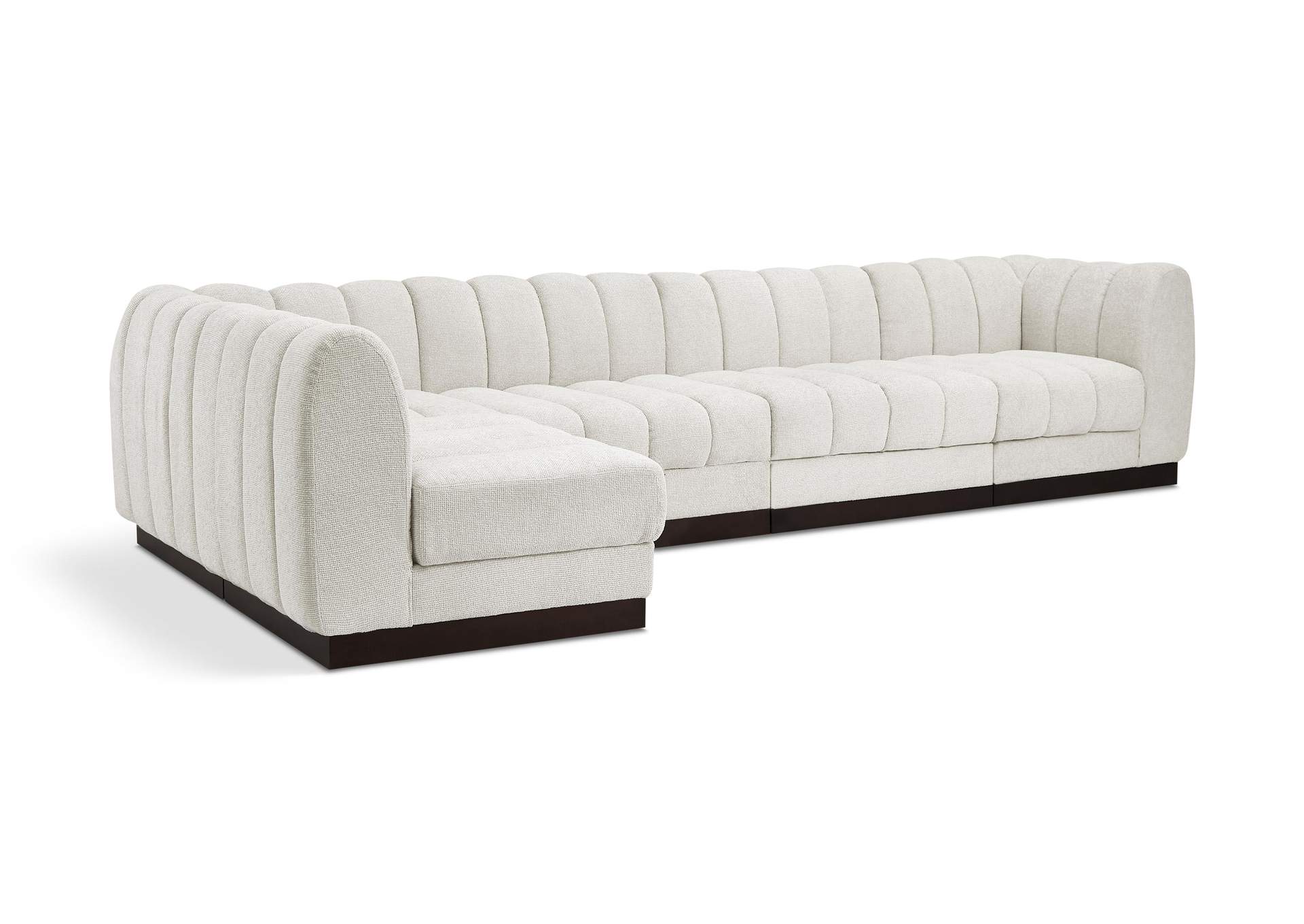 Quinn Cream Chenille Fabric Modular Sectional,Meridian Furniture