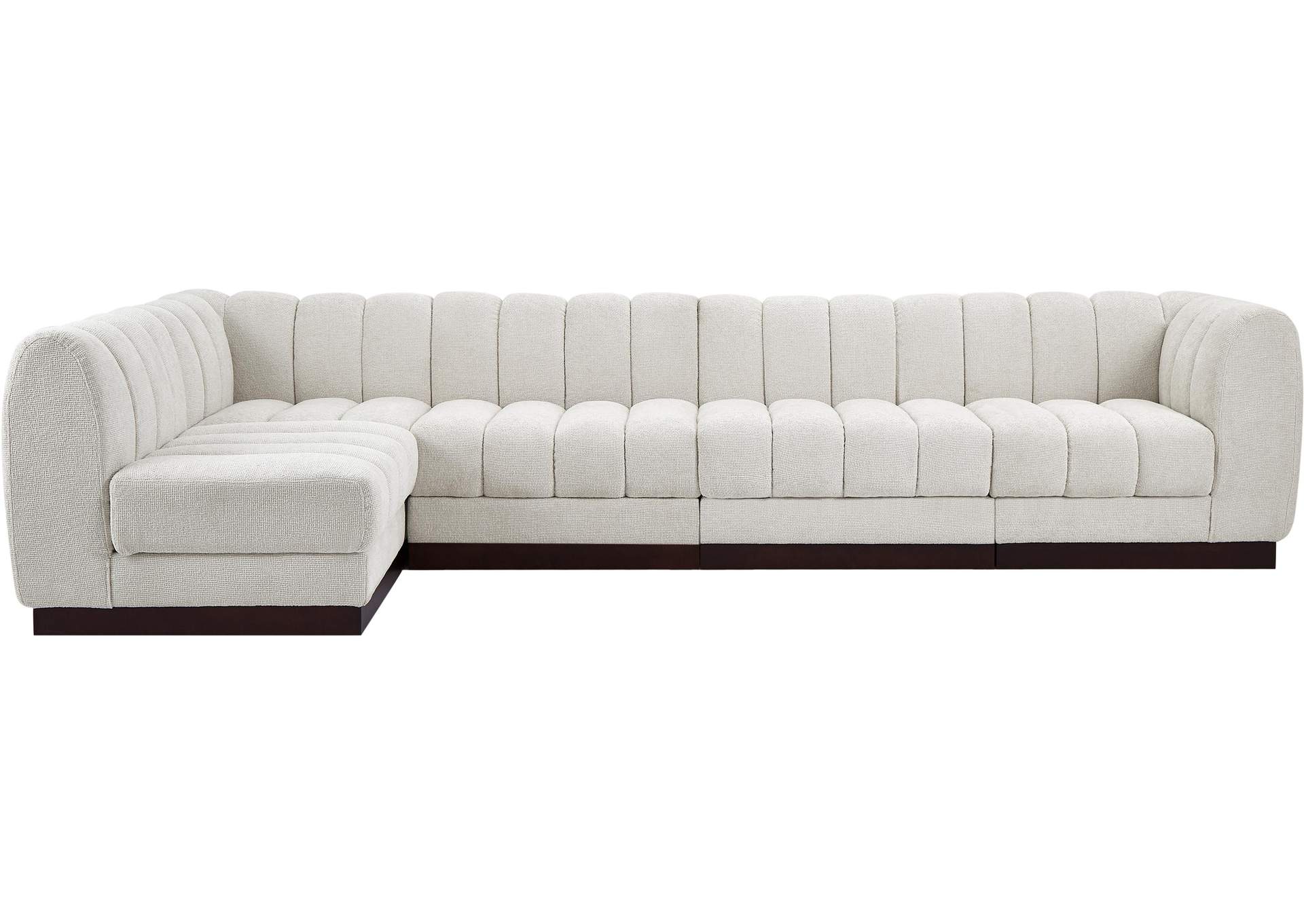 Quinn Cream Chenille Fabric Modular Sectional,Meridian Furniture