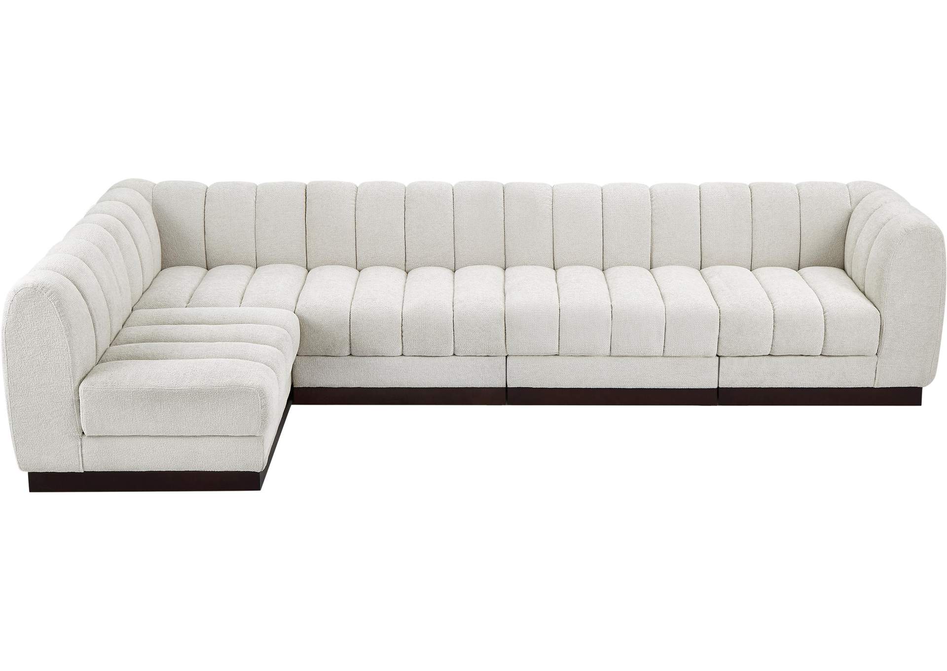 Quinn Cream Chenille Fabric Modular Sectional,Meridian Furniture